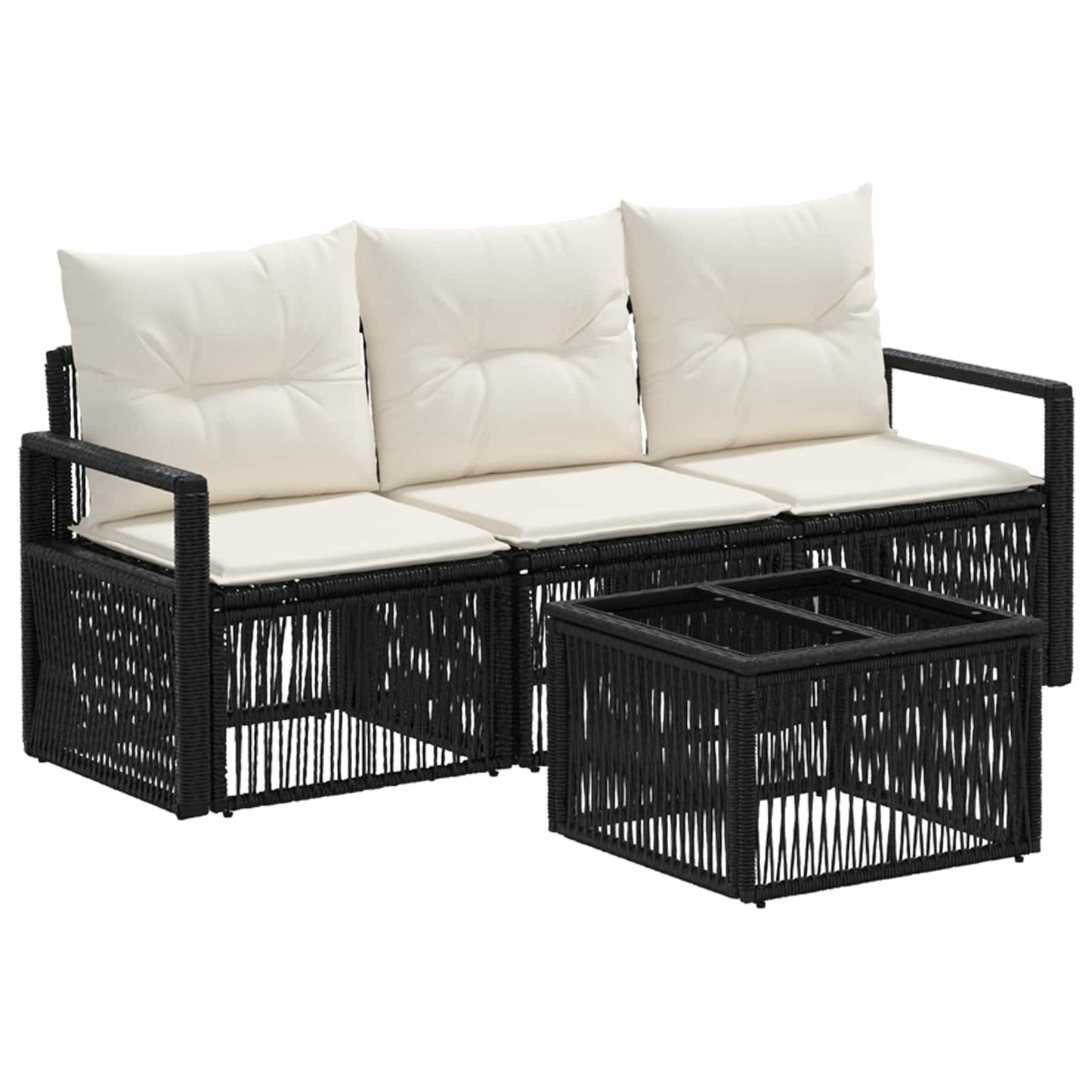 Tuinbankenset 4 pcs Zwart poly rattan is nu te koop bij PeponiXL, paradijselijk wonen!