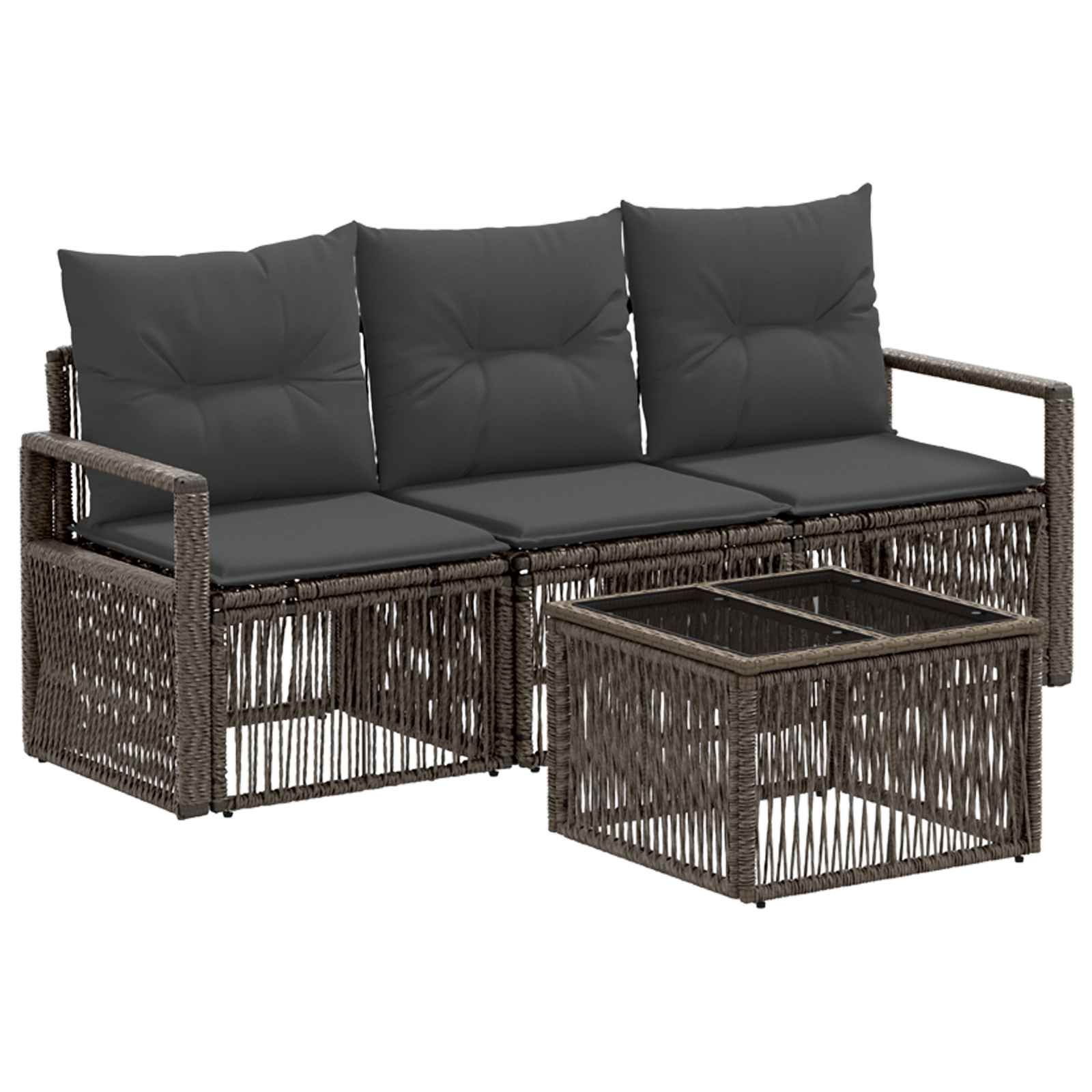 Tuinbankenset 4 pcs Grijs poly rattan is nu te koop bij PeponiXL, paradijselijk wonen!