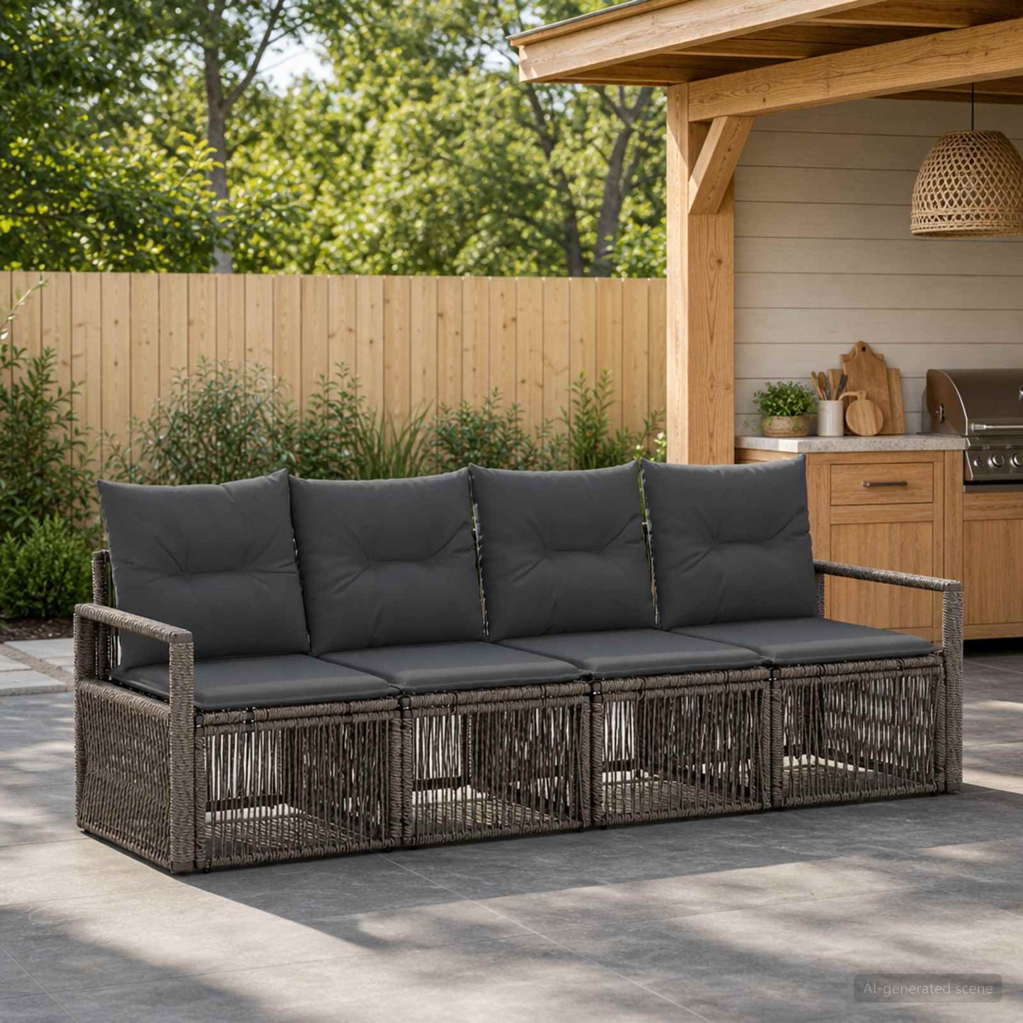 Tuinbankenset 4 pcs Grijs poly rattan is nu te koop bij PeponiXL, paradijselijk wonen!