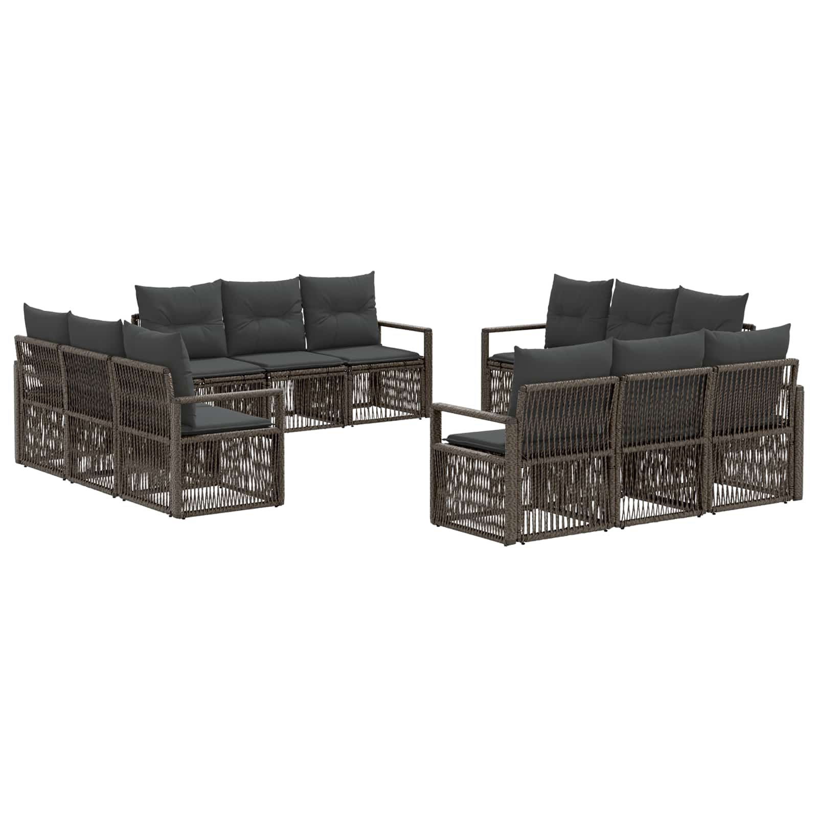 Tuinbankenset 12 pcs Grijs poly rattan is nu te koop bij PeponiXL, paradijselijk wonen!
