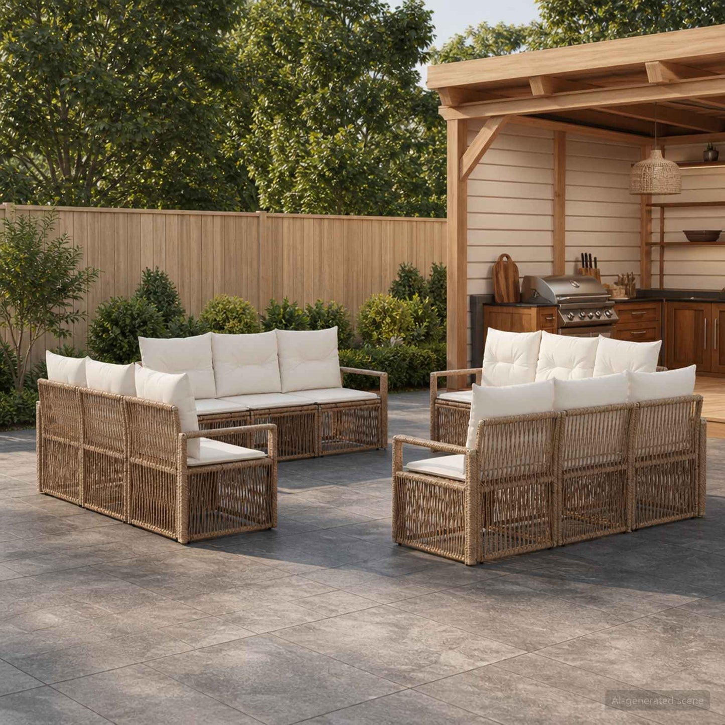 Tuinbankenset 12 pcs Beige poly rattan is nu te koop bij PeponiXL, paradijselijk wonen!