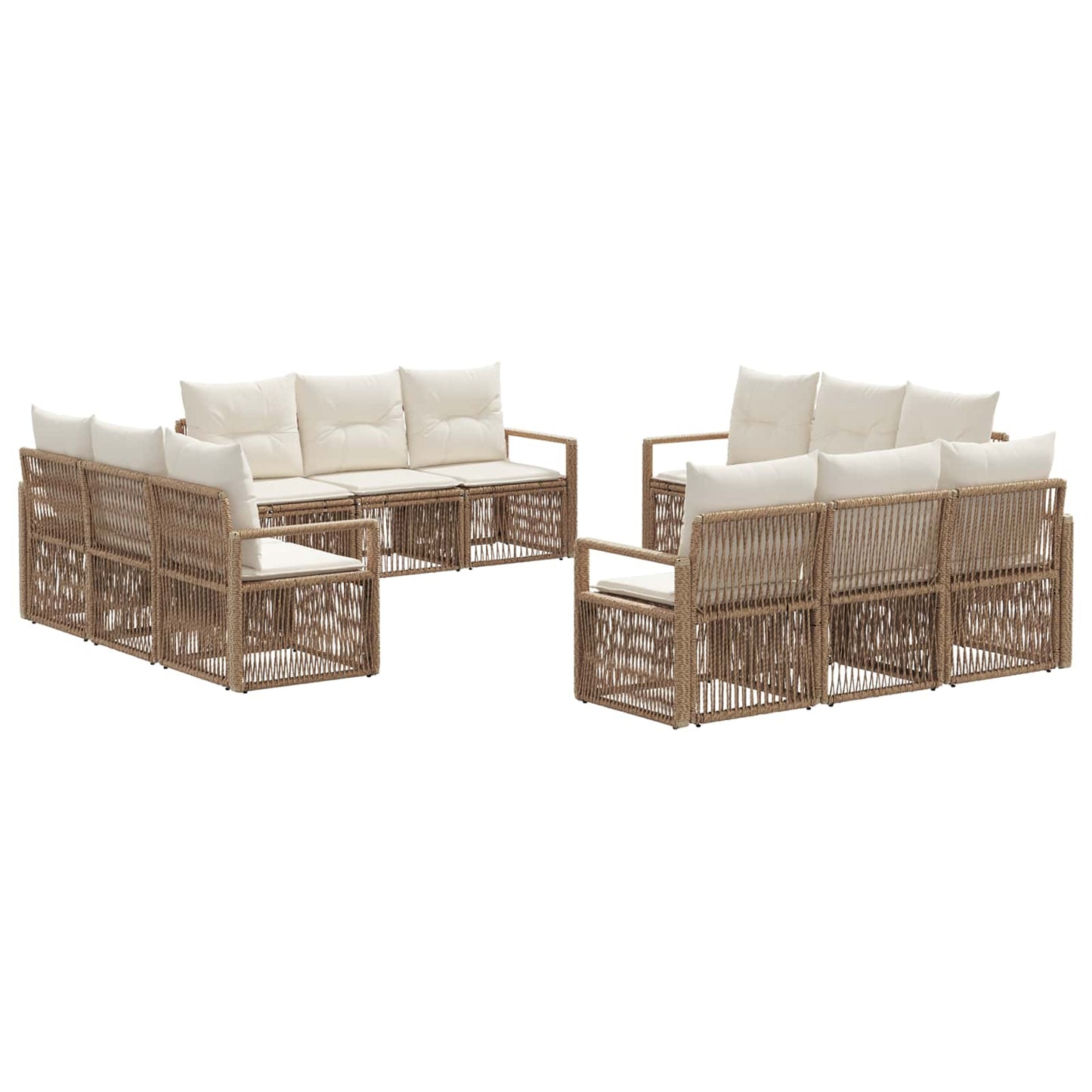 Tuinbankenset 12 pcs Beige poly rattan is nu te koop bij PeponiXL, paradijselijk wonen!