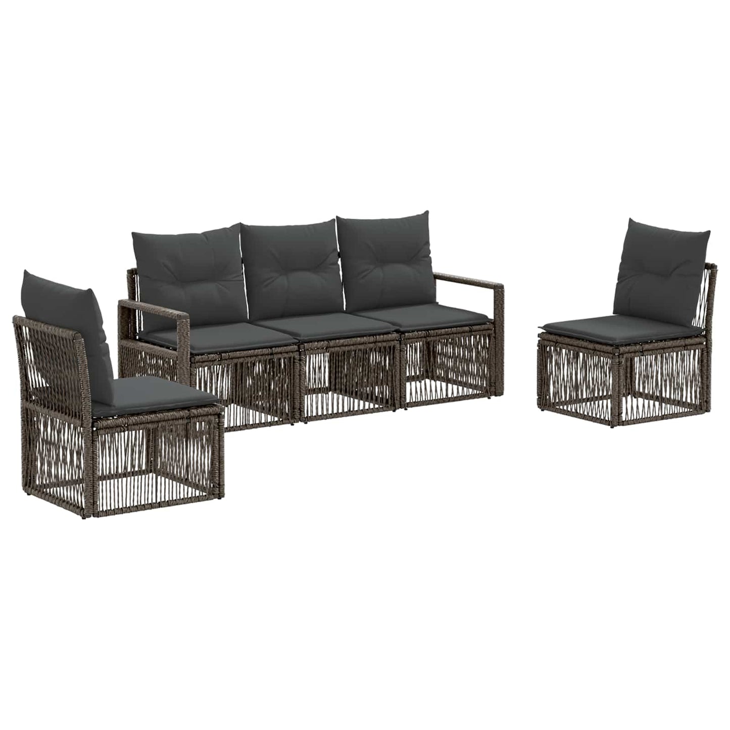 Tuinbankenset 5 pcs Grijs poly rattan is nu te koop bij PeponiXL, paradijselijk wonen!