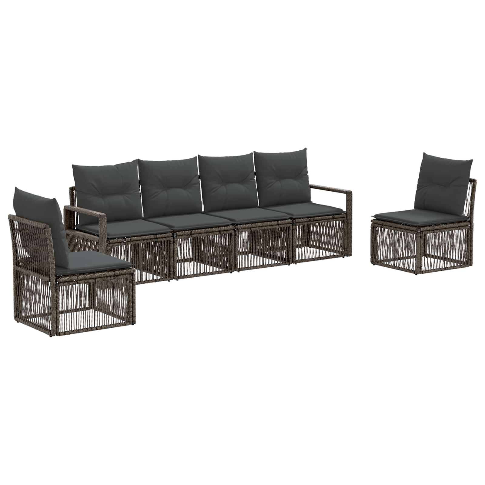Tuinbankenset 6 pcs Grijs poly rattan is nu te koop bij PeponiXL, paradijselijk wonen!
