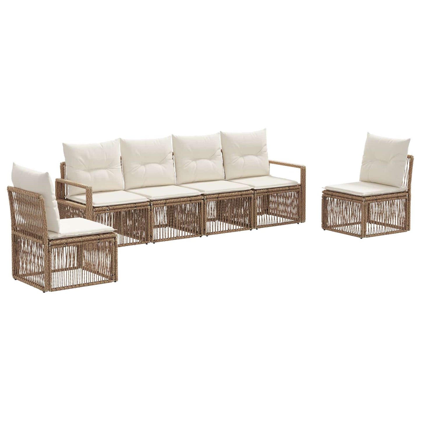 Tuinbankenset 6 pcs Beige poly rattan is nu te koop bij PeponiXL, paradijselijk wonen!
