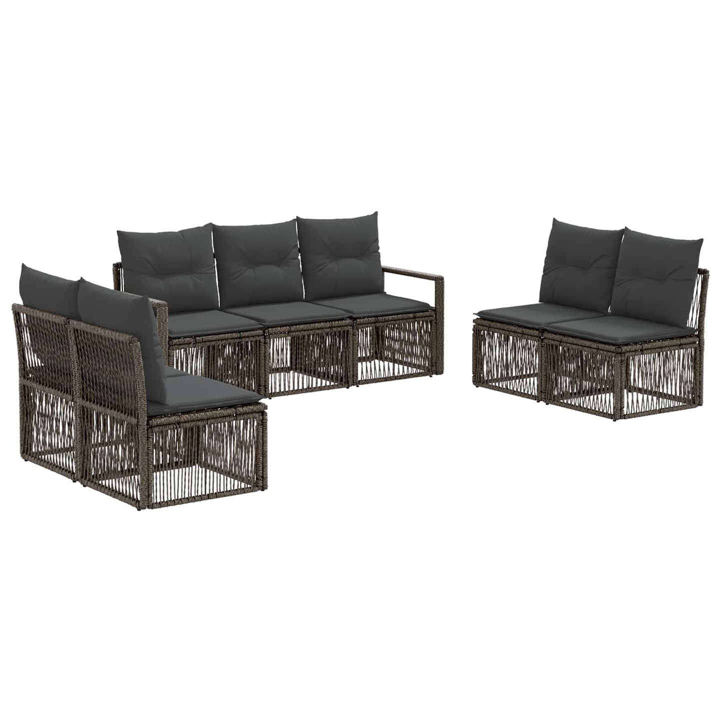 Tuinbankenset 7 pcs Grijs poly rattan is nu te koop bij PeponiXL, paradijselijk wonen!