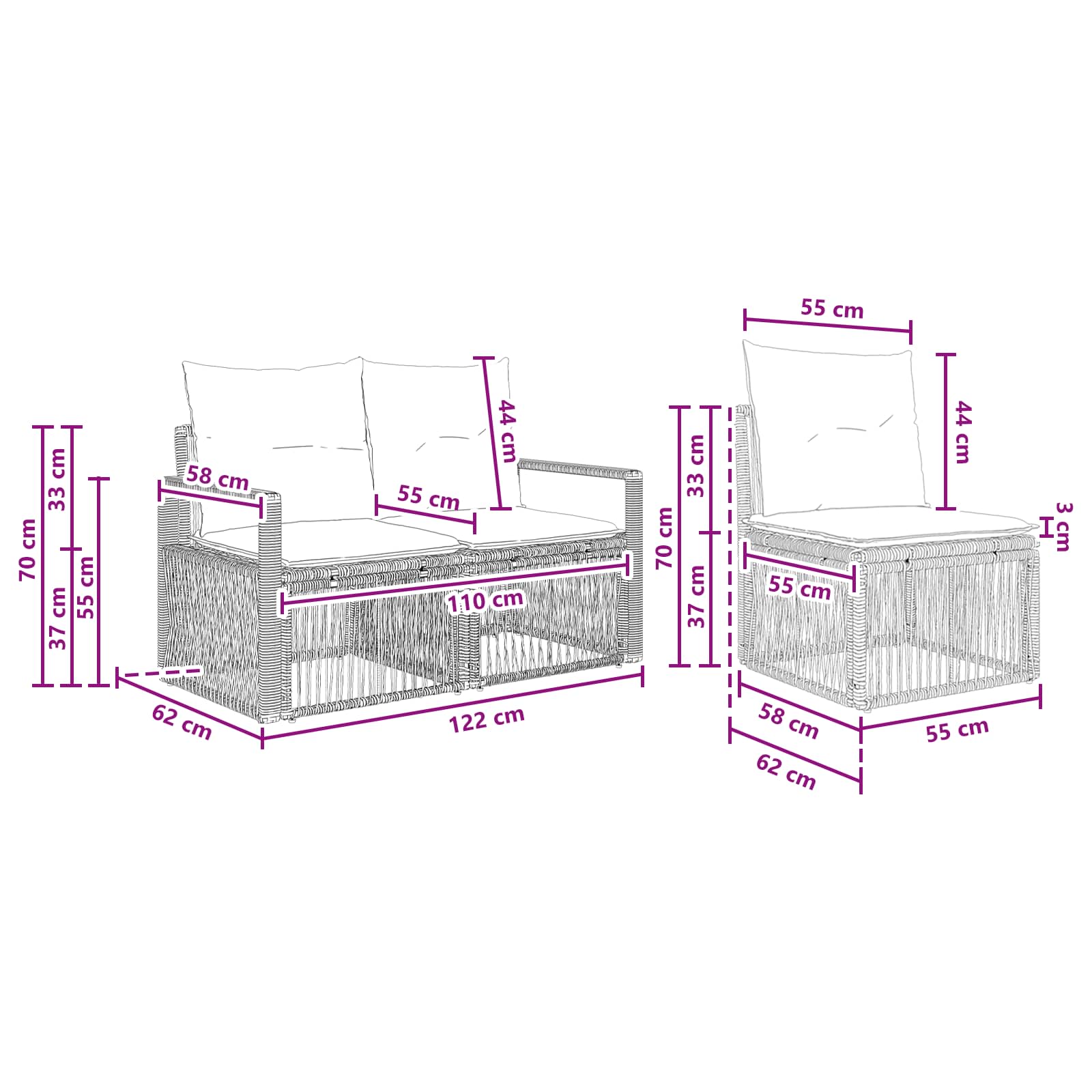 Tuinbankenset 7 pcs Grijs poly rattan is nu te koop bij PeponiXL, paradijselijk wonen!