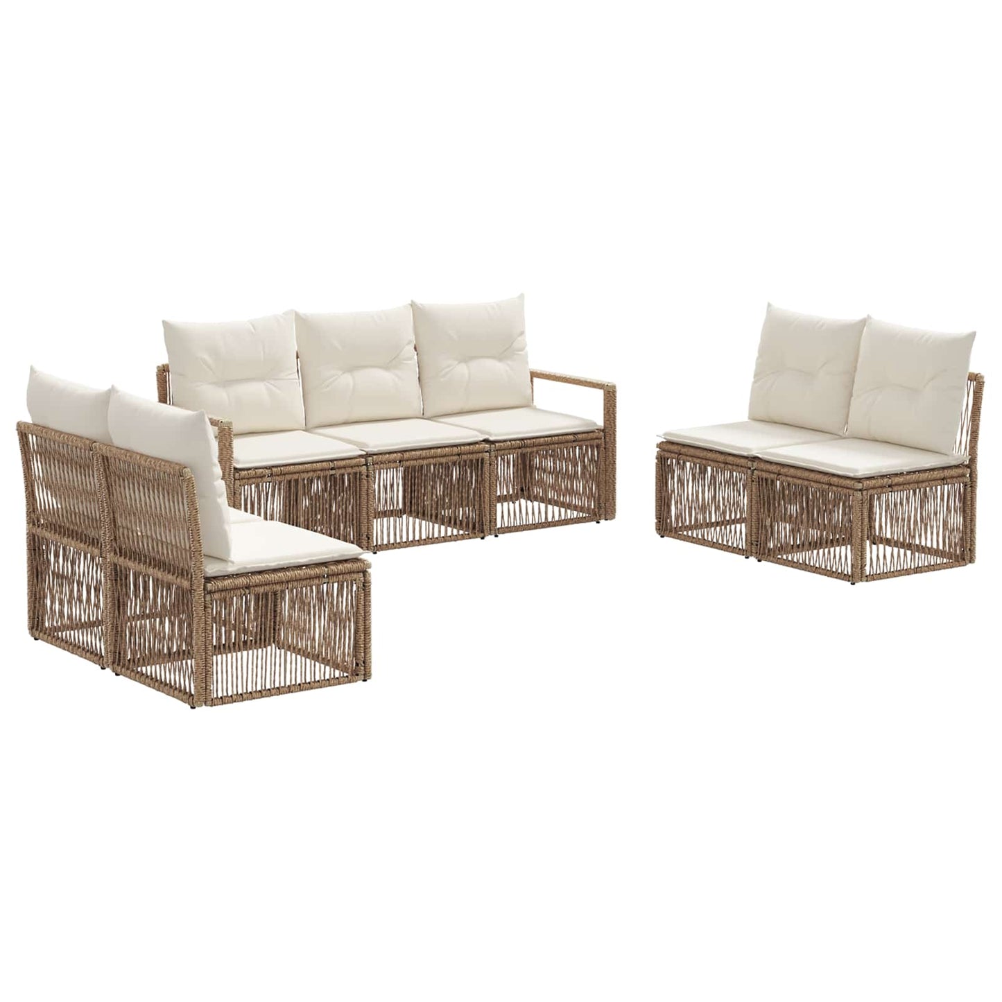 Tuinbankenset 7 pcs Beige poly rattan is nu te koop bij PeponiXL, paradijselijk wonen!