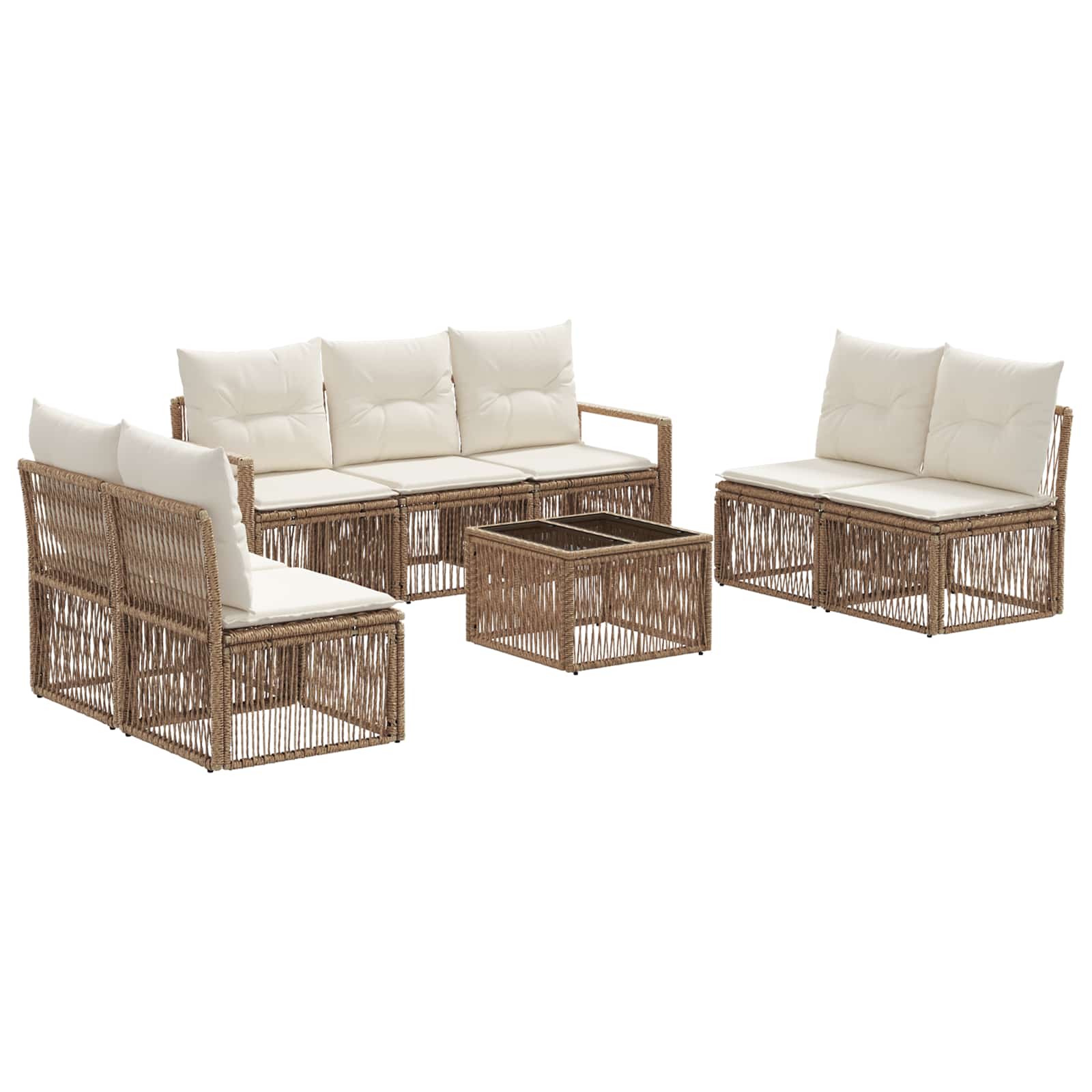 Tuinbankenset 8 pcs Beige poly rattan is nu te koop bij PeponiXL, paradijselijk wonen!