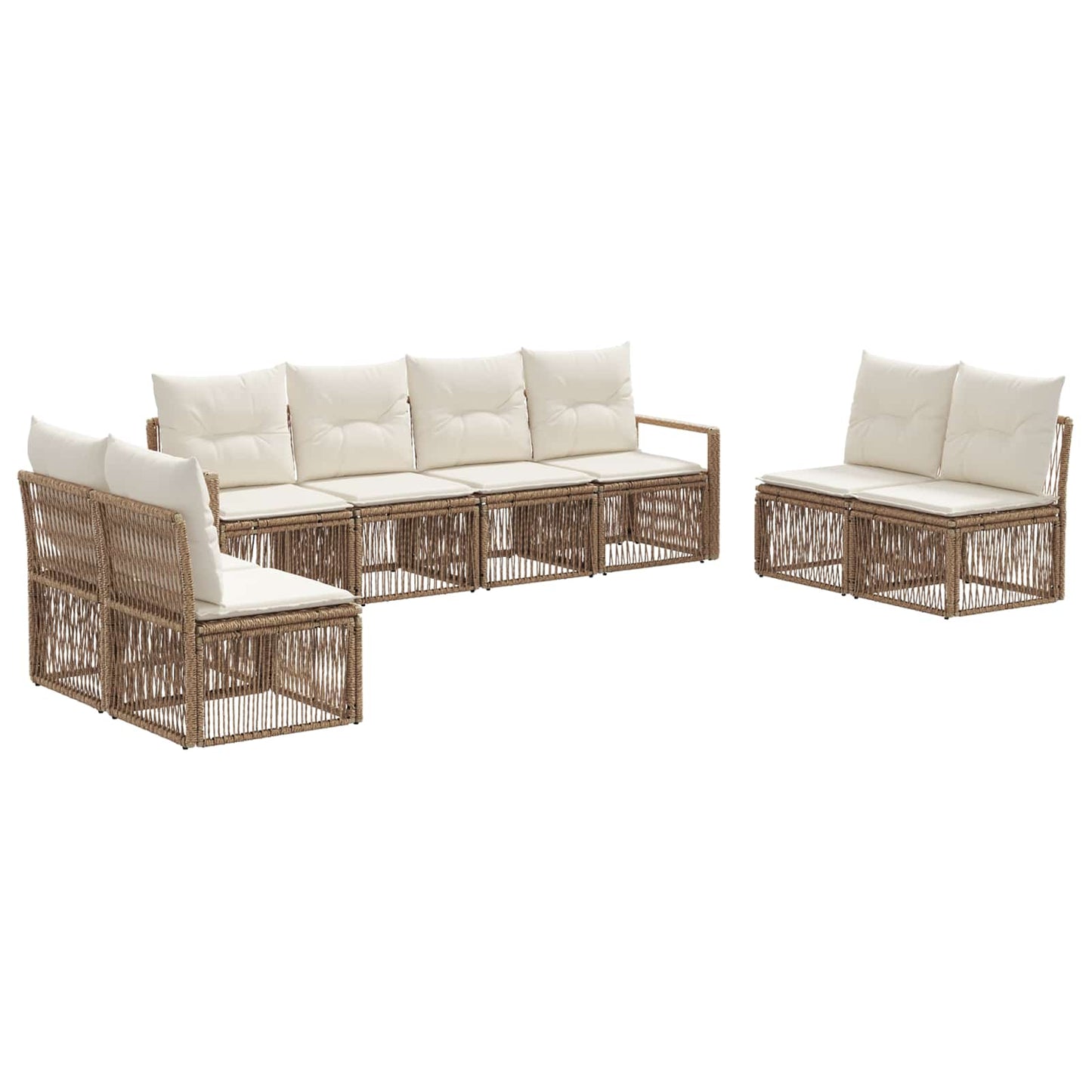 Tuinbankenset 8 pcs Beige poly rattan is nu te koop bij PeponiXL, paradijselijk wonen!