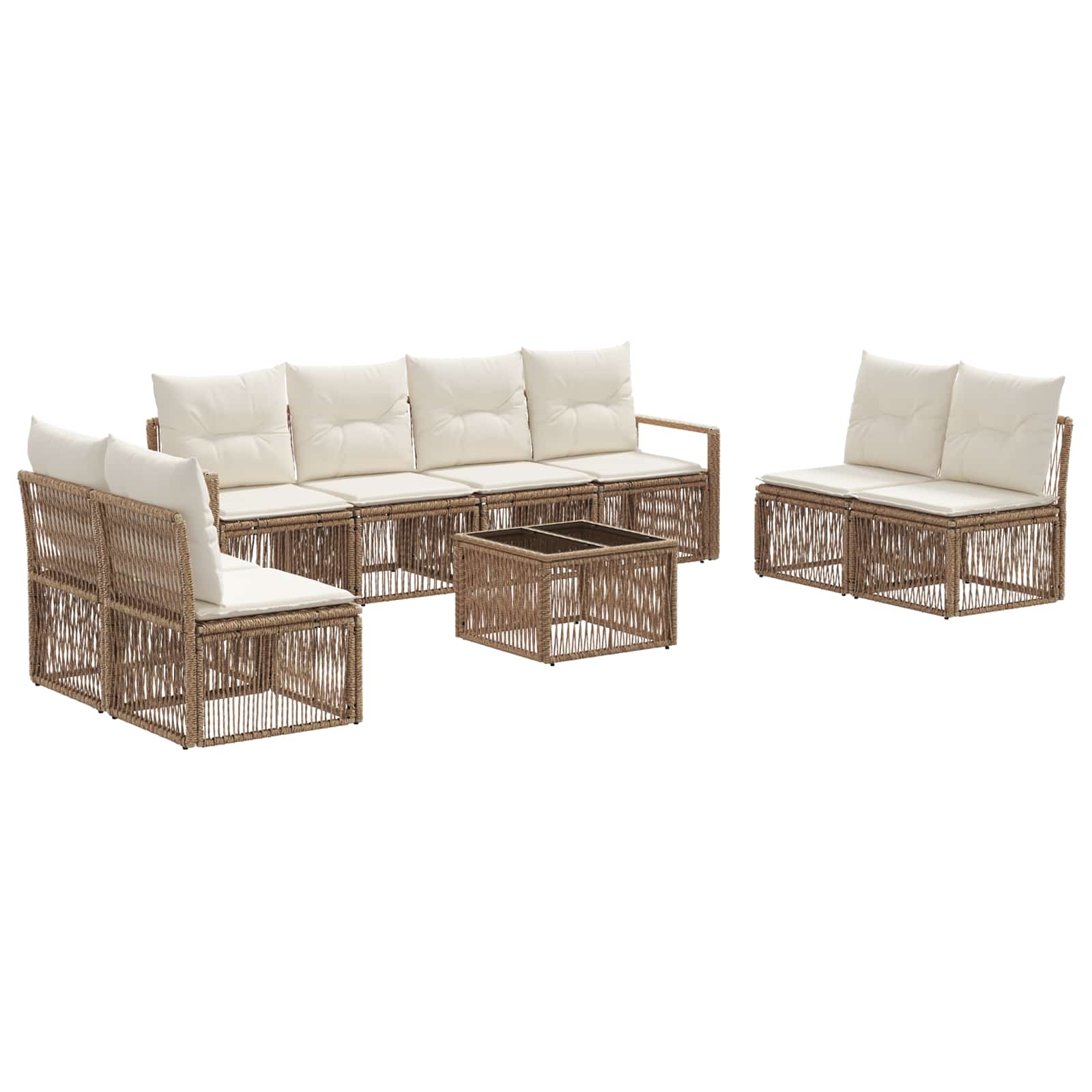 Tuinbankenset 9 pcs Beige poly rattan is nu te koop bij PeponiXL, paradijselijk wonen!