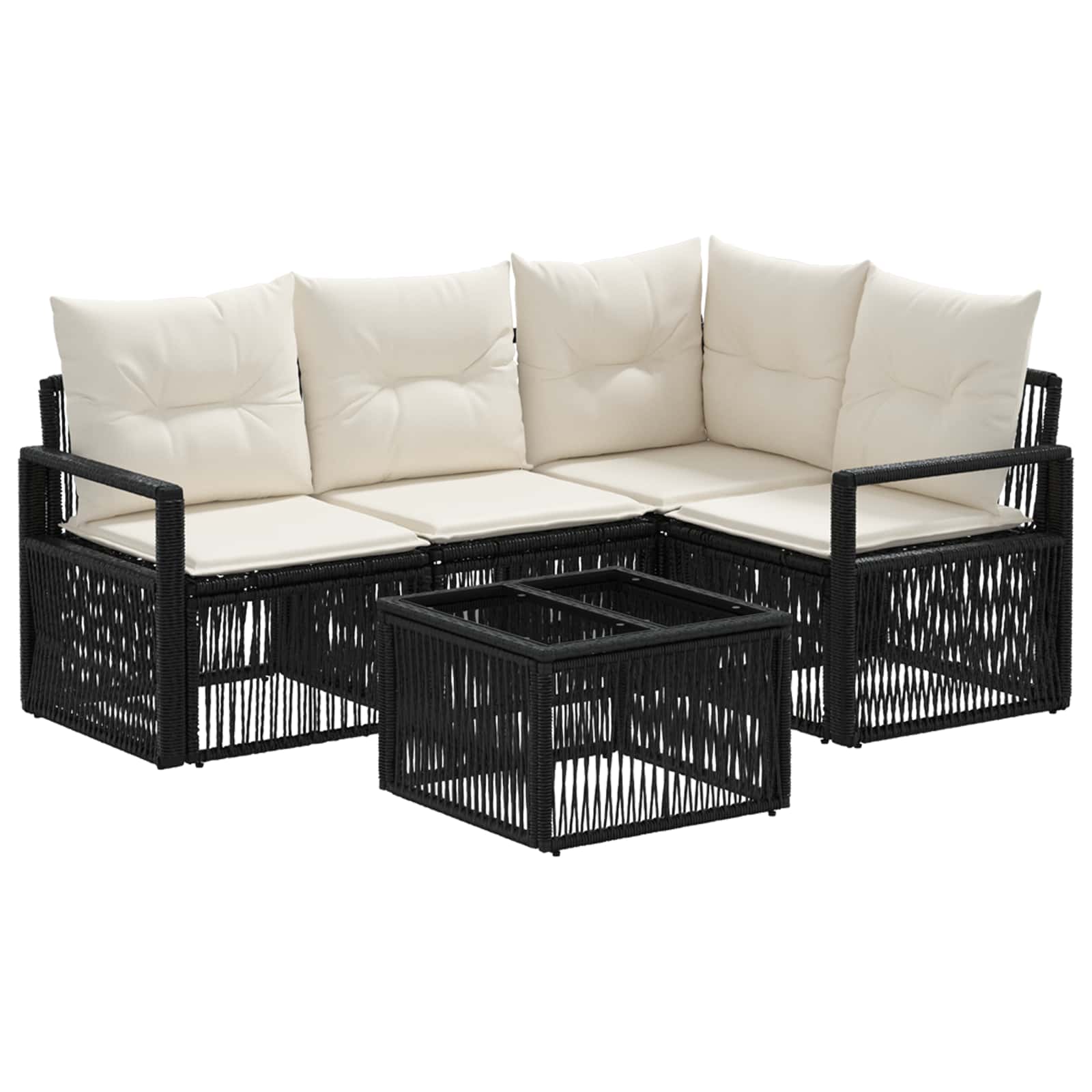 Tuinbankenset 5 pcs Zwart poly rattan is nu te koop bij PeponiXL, paradijselijk wonen!