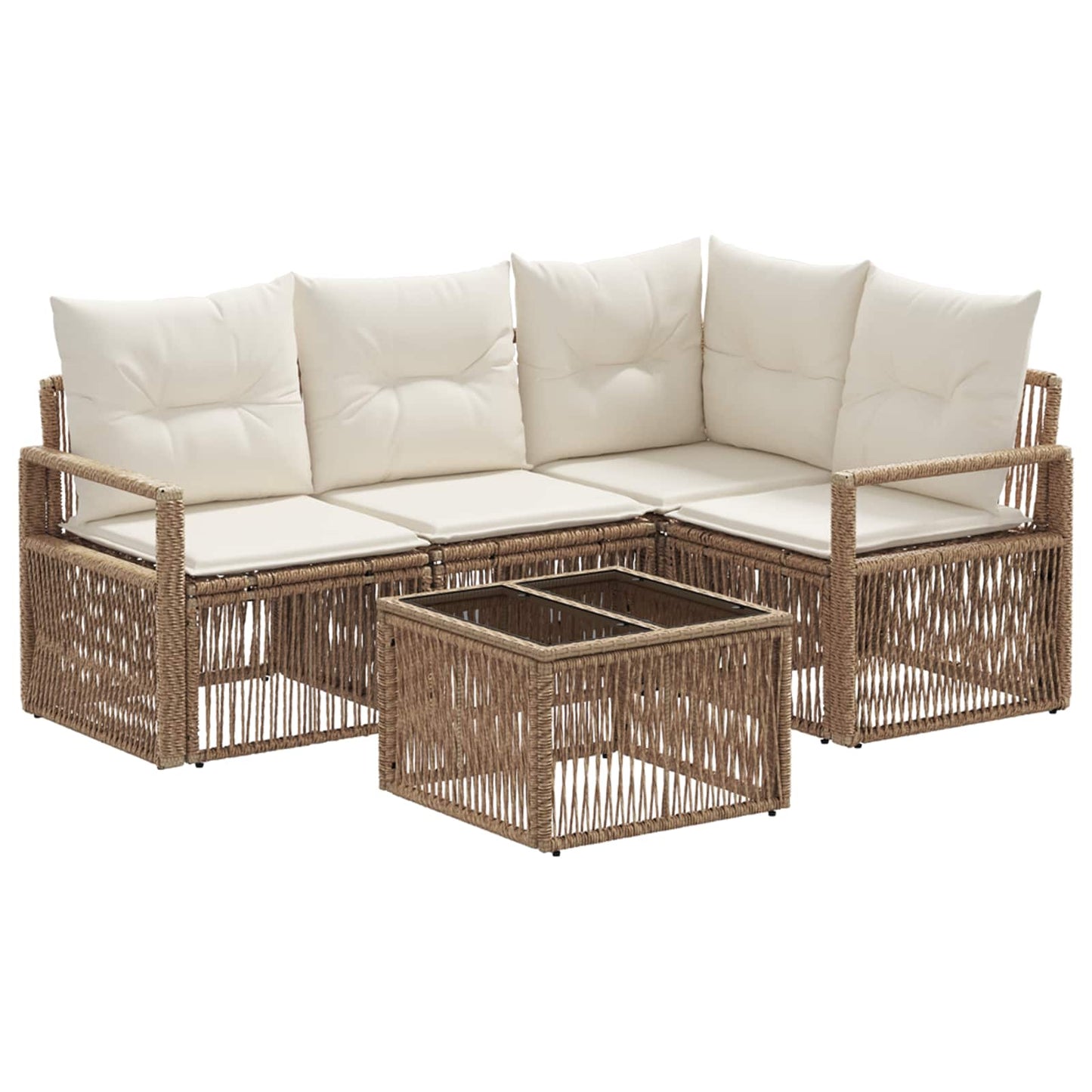 Tuinbankenset 5 pcs Beige poly rattan is nu te koop bij PeponiXL, paradijselijk wonen!