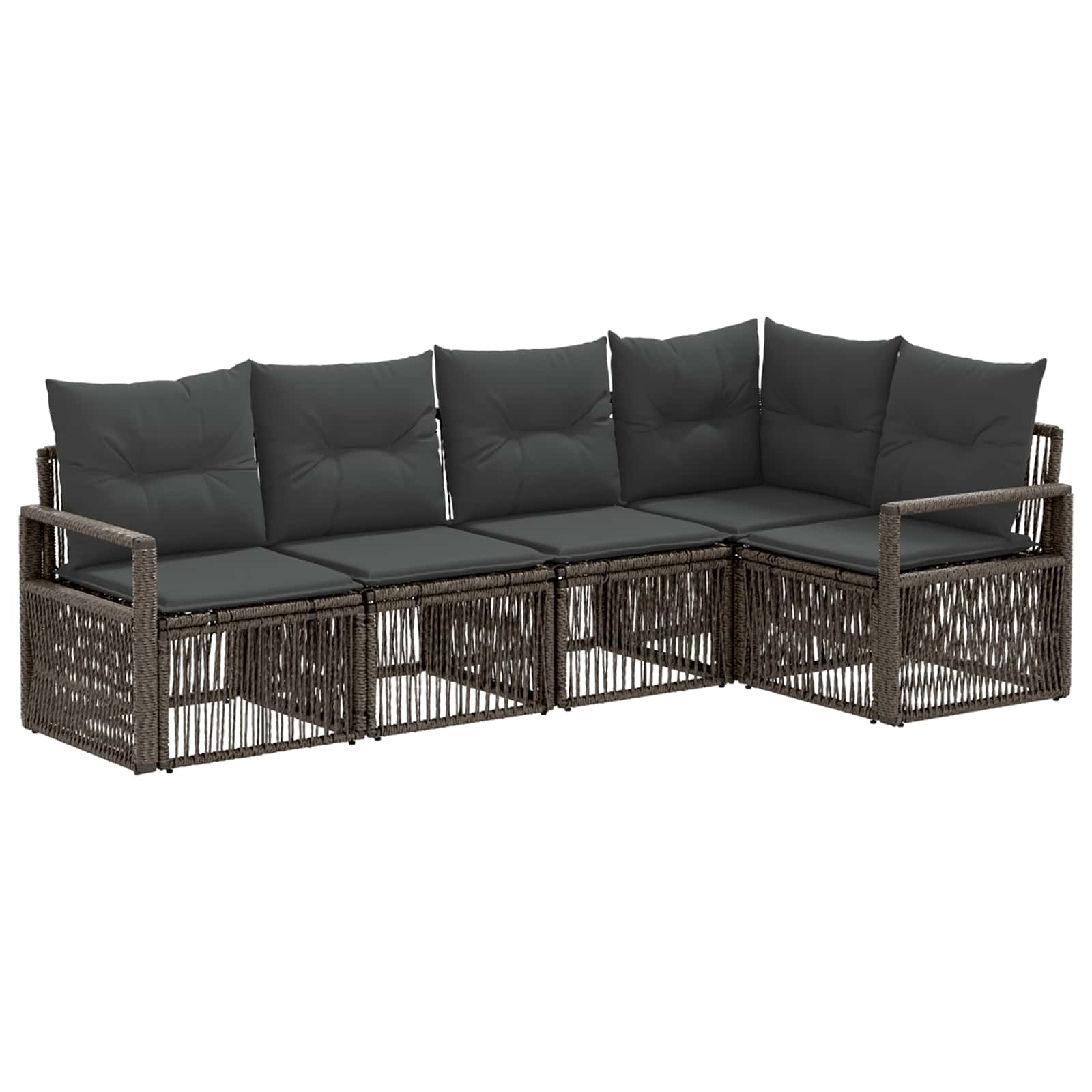 Tuinbankenset 5 pcs Grijs poly rattan is nu te koop bij PeponiXL, paradijselijk wonen!