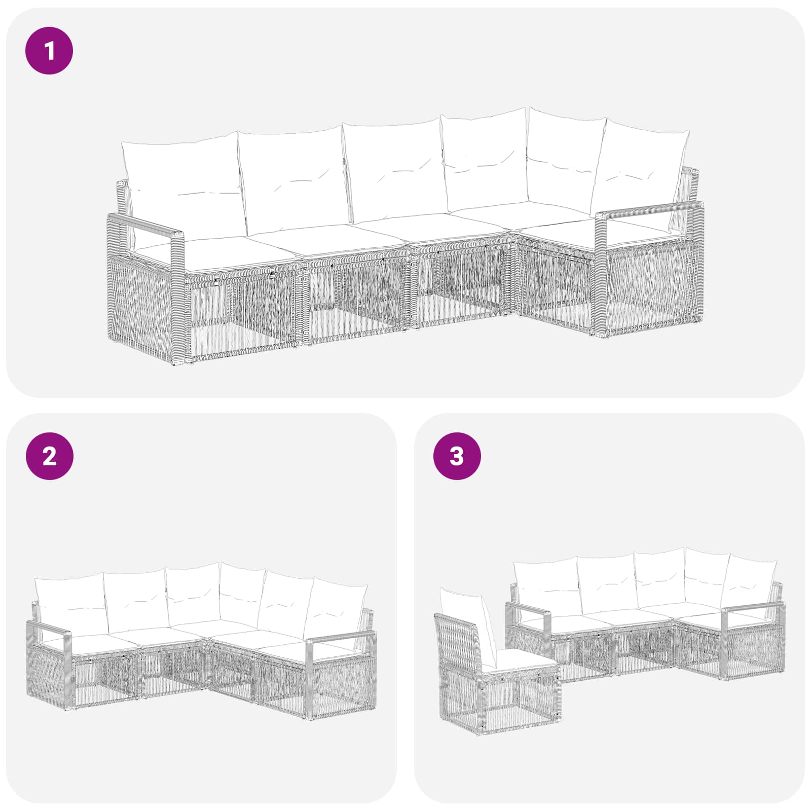Tuinbankenset 5 pcs Grijs poly rattan is nu te koop bij PeponiXL, paradijselijk wonen!