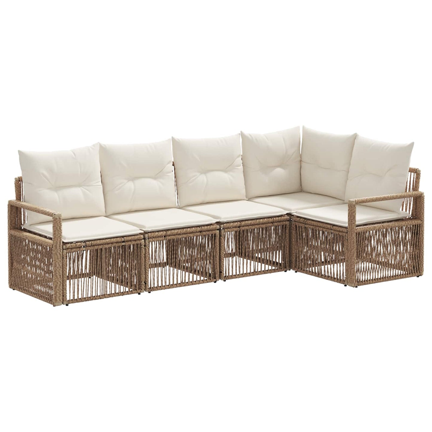 Tuinbankenset 5 pcs Beige poly rattan is nu te koop bij PeponiXL, paradijselijk wonen!