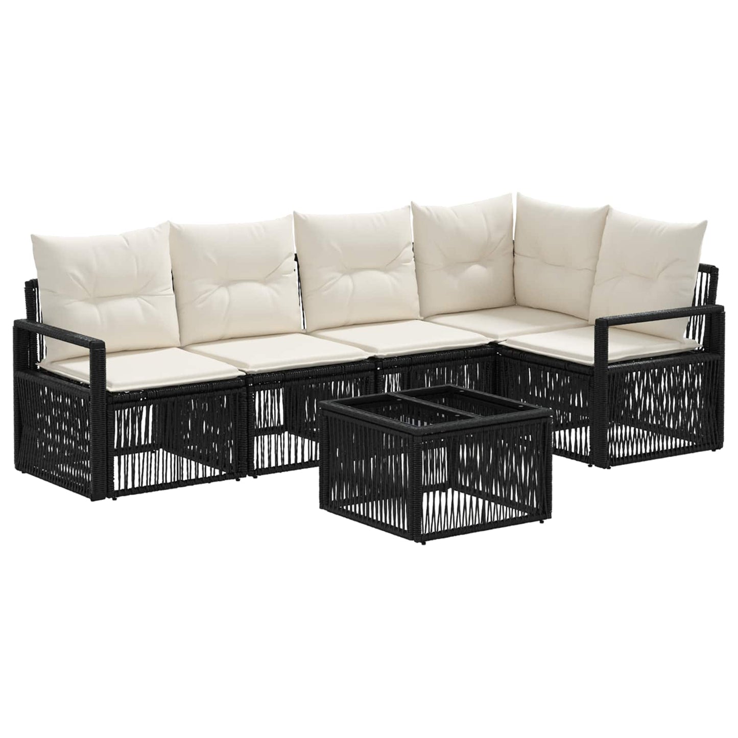 Tuinbankenset 6 pcs Zwart poly rattan is nu te koop bij PeponiXL, paradijselijk wonen!
