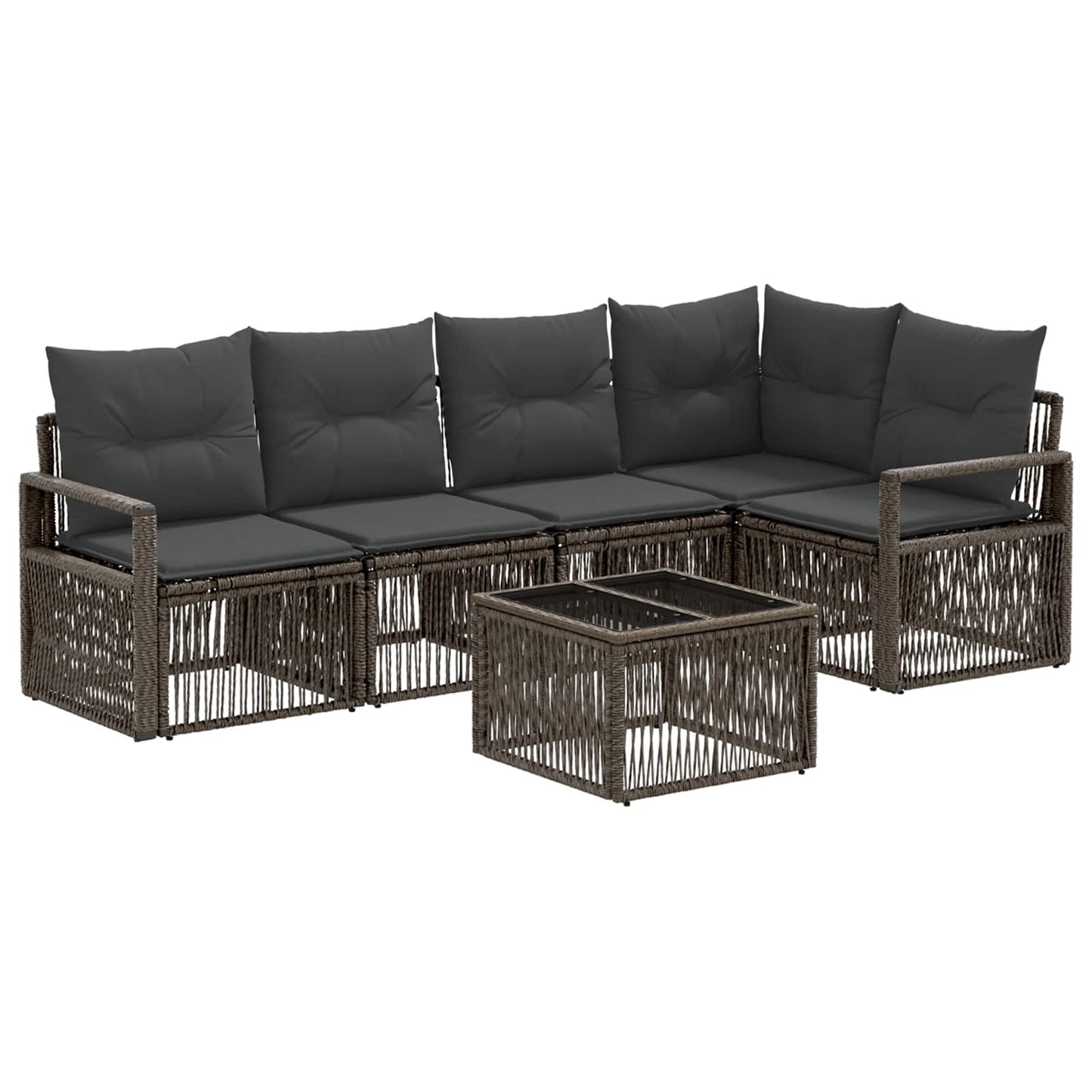 Tuinbankenset 6 pcs Grijs poly rattan is nu te koop bij PeponiXL, paradijselijk wonen!