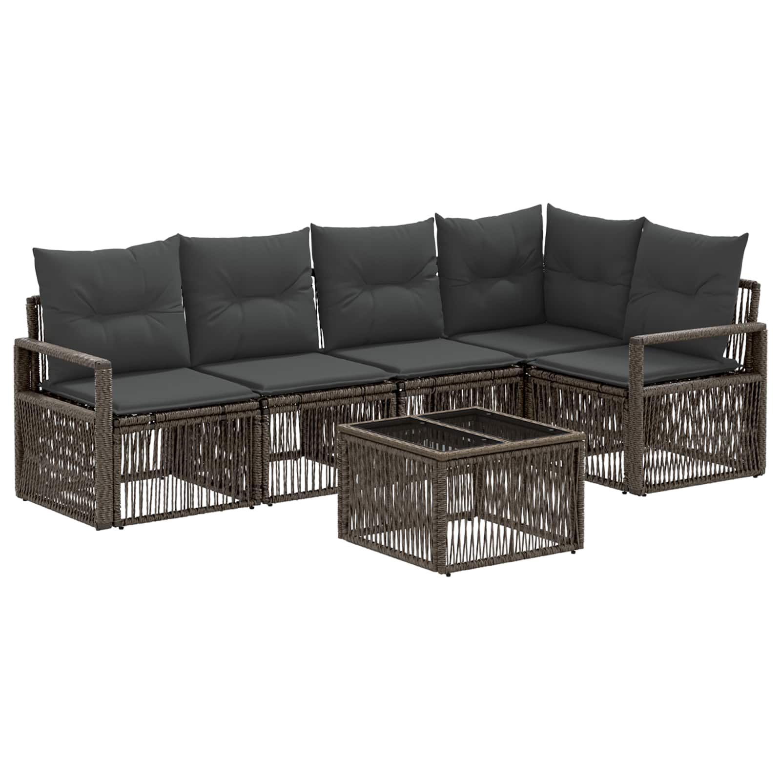 Tuinbankenset 6 pcs Grijs poly rattan is nu te koop bij PeponiXL, paradijselijk wonen!