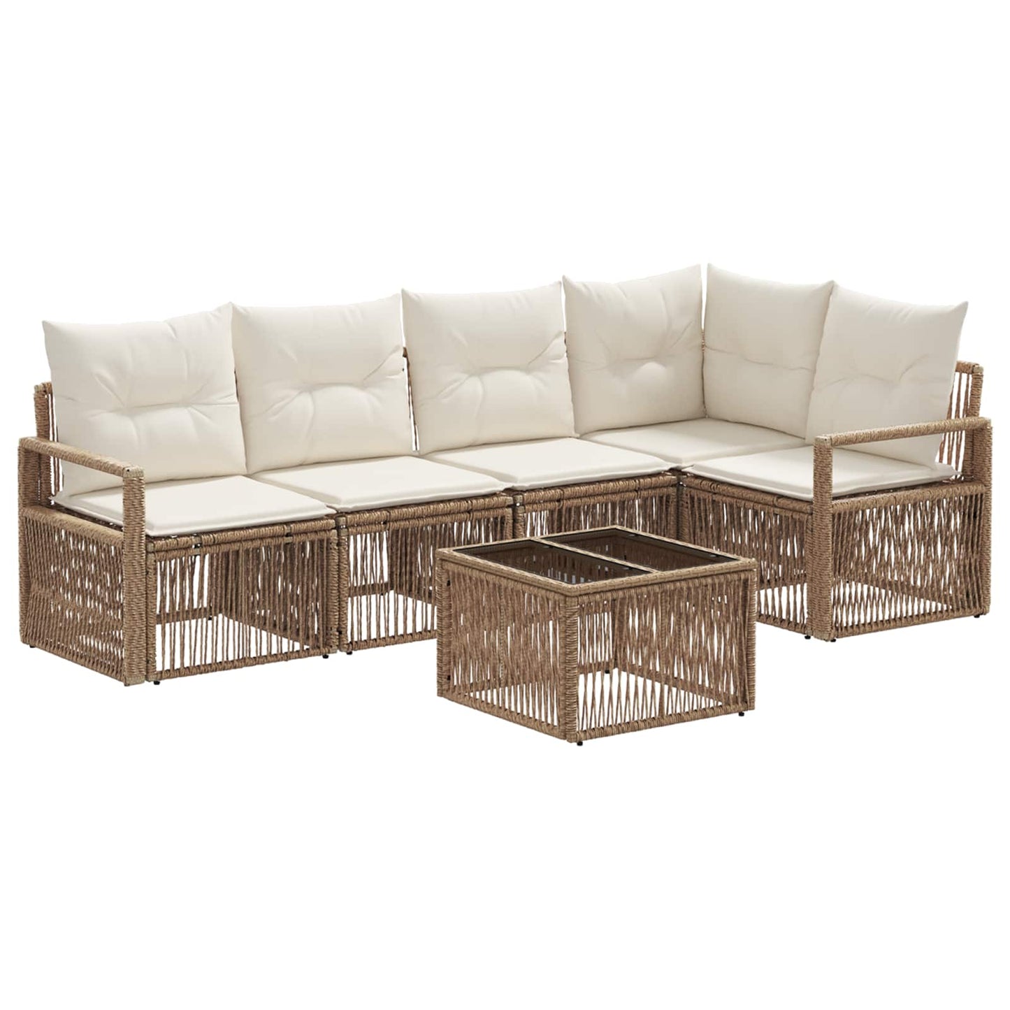 Tuinbankenset 6 pcs Beige poly rattan is nu te koop bij PeponiXL, paradijselijk wonen!