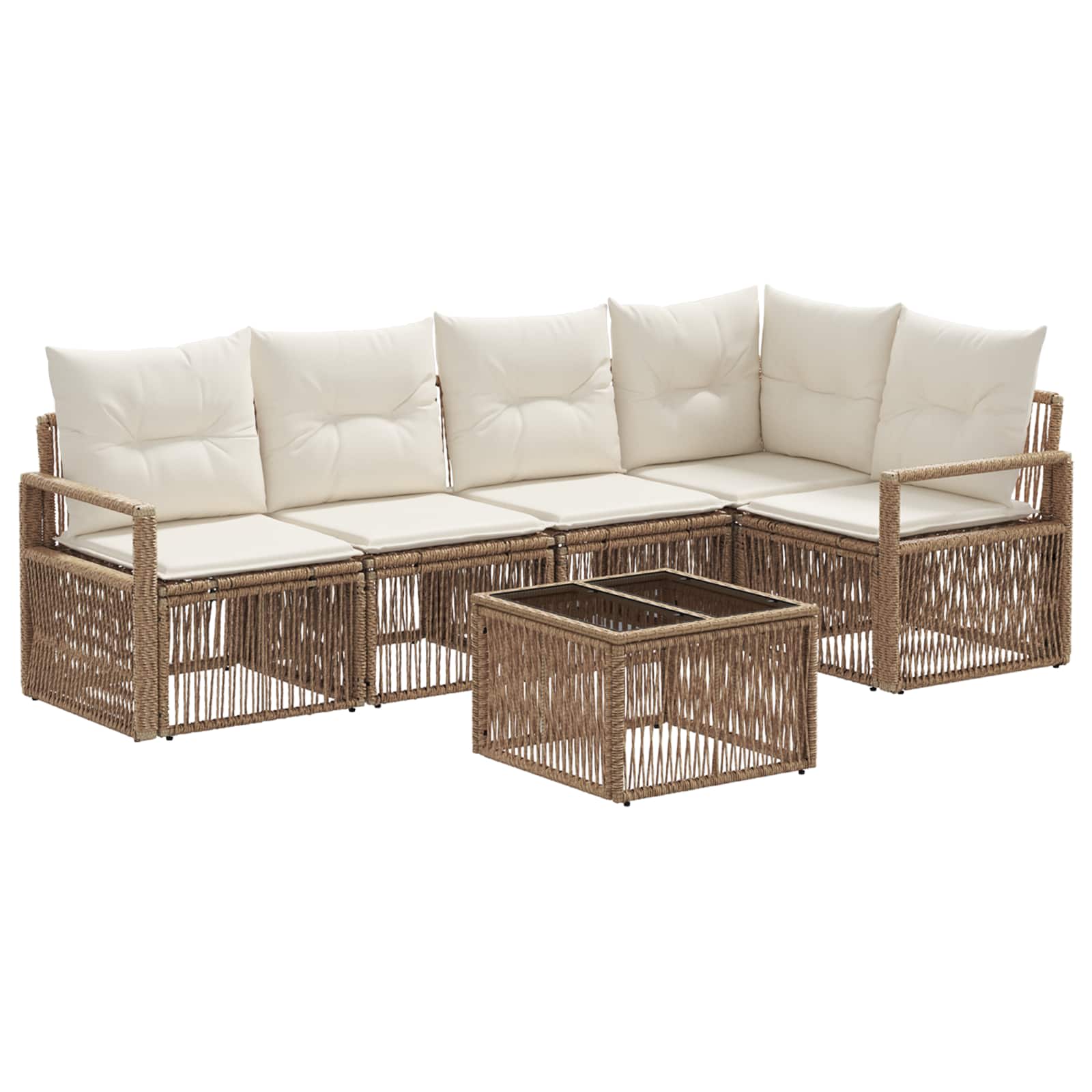 Tuinbankenset 6 pcs Beige poly rattan is nu te koop bij PeponiXL, paradijselijk wonen!