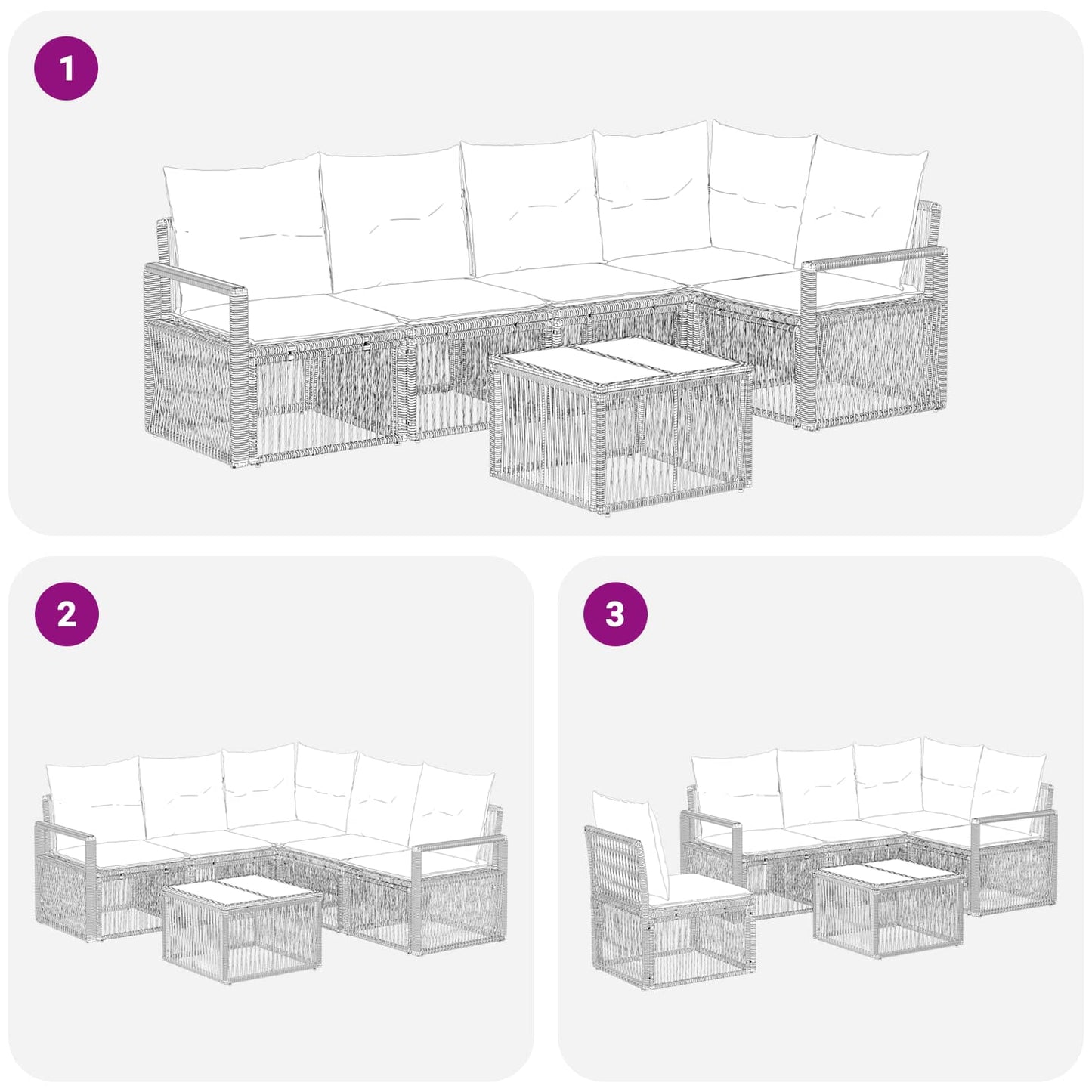 Tuinbankenset 6 pcs Beige poly rattan is nu te koop bij PeponiXL, paradijselijk wonen!