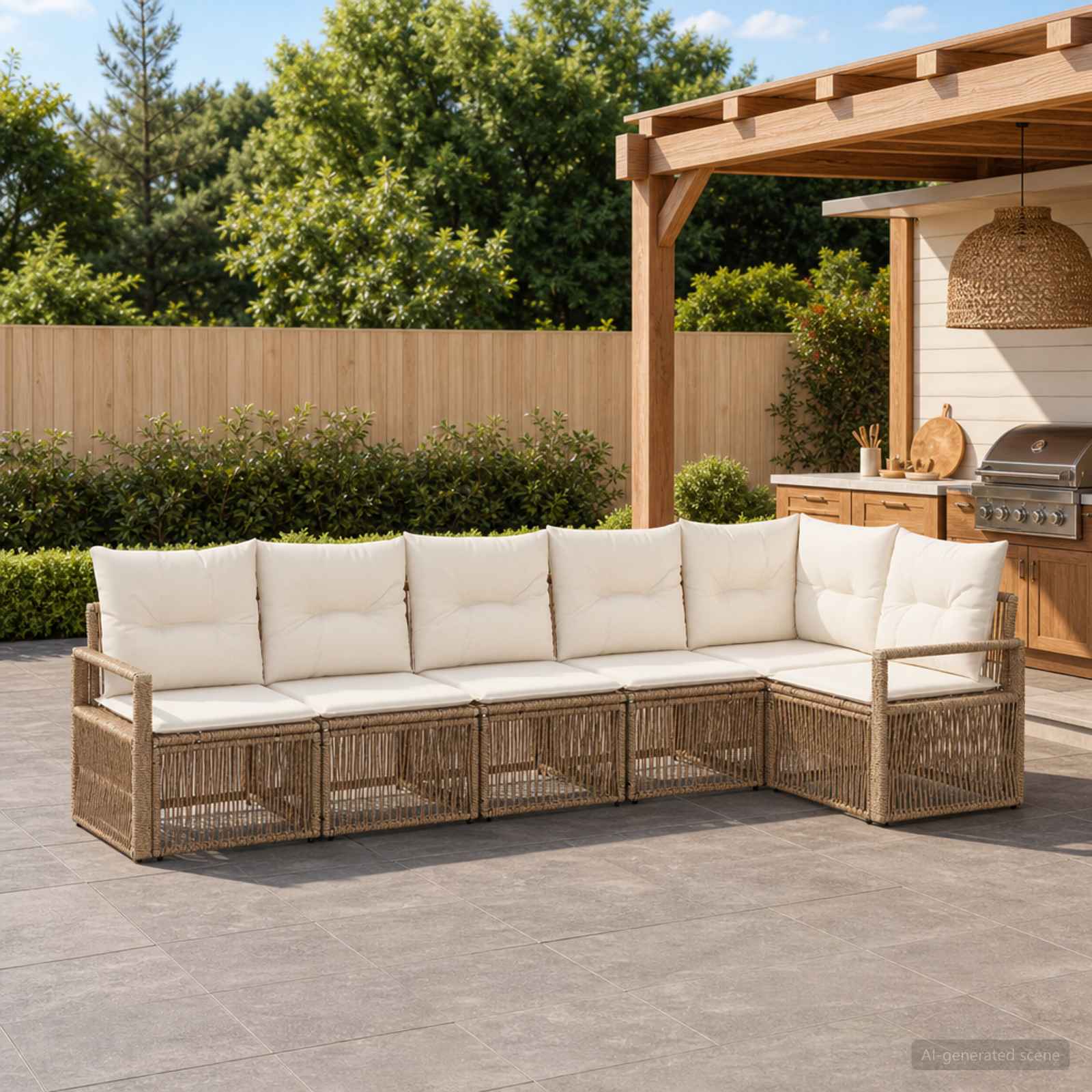 Tuinbankenset 6 pcs Beige poly rattan is nu te koop bij PeponiXL, paradijselijk wonen!