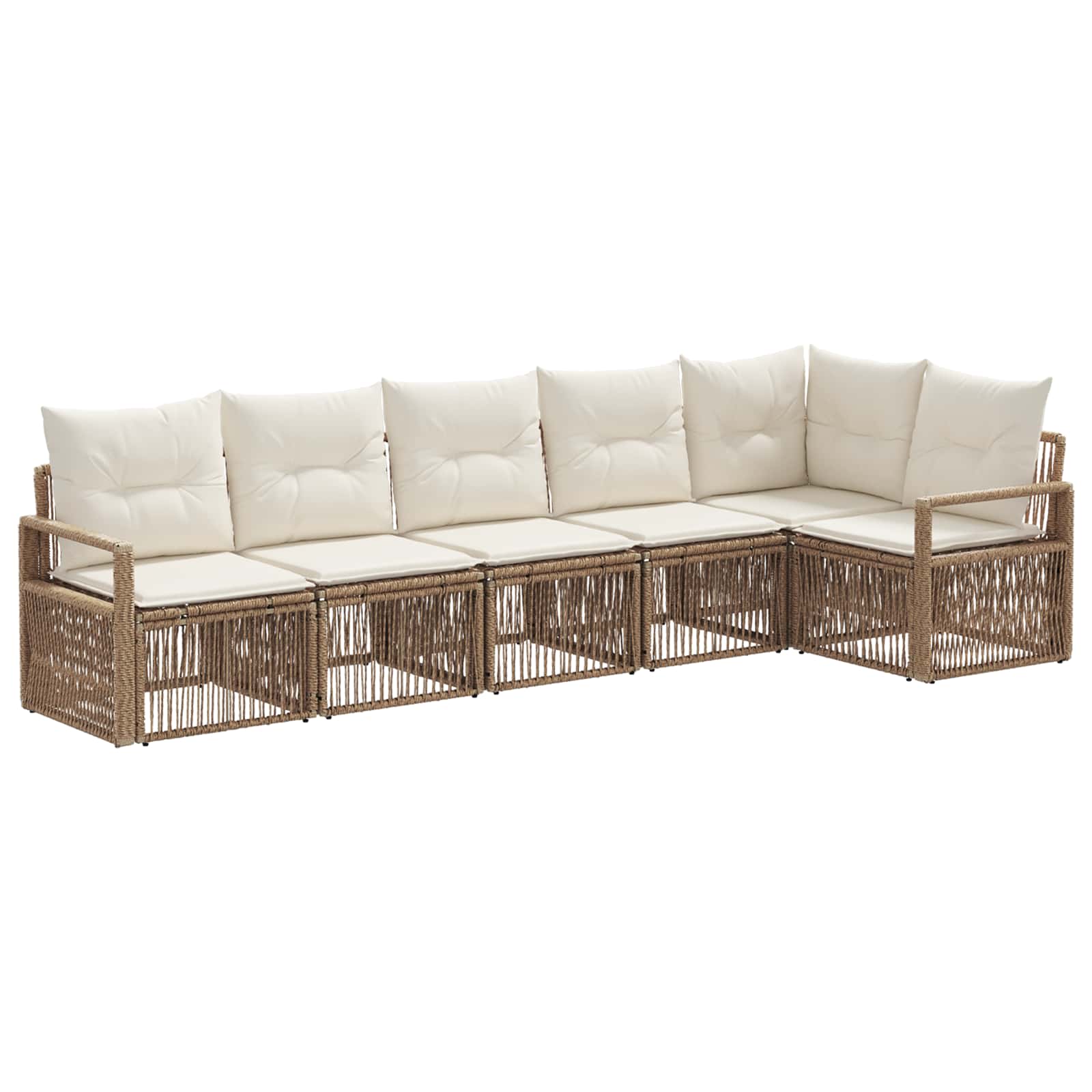 Tuinbankenset 6 pcs Beige poly rattan is nu te koop bij PeponiXL, paradijselijk wonen!