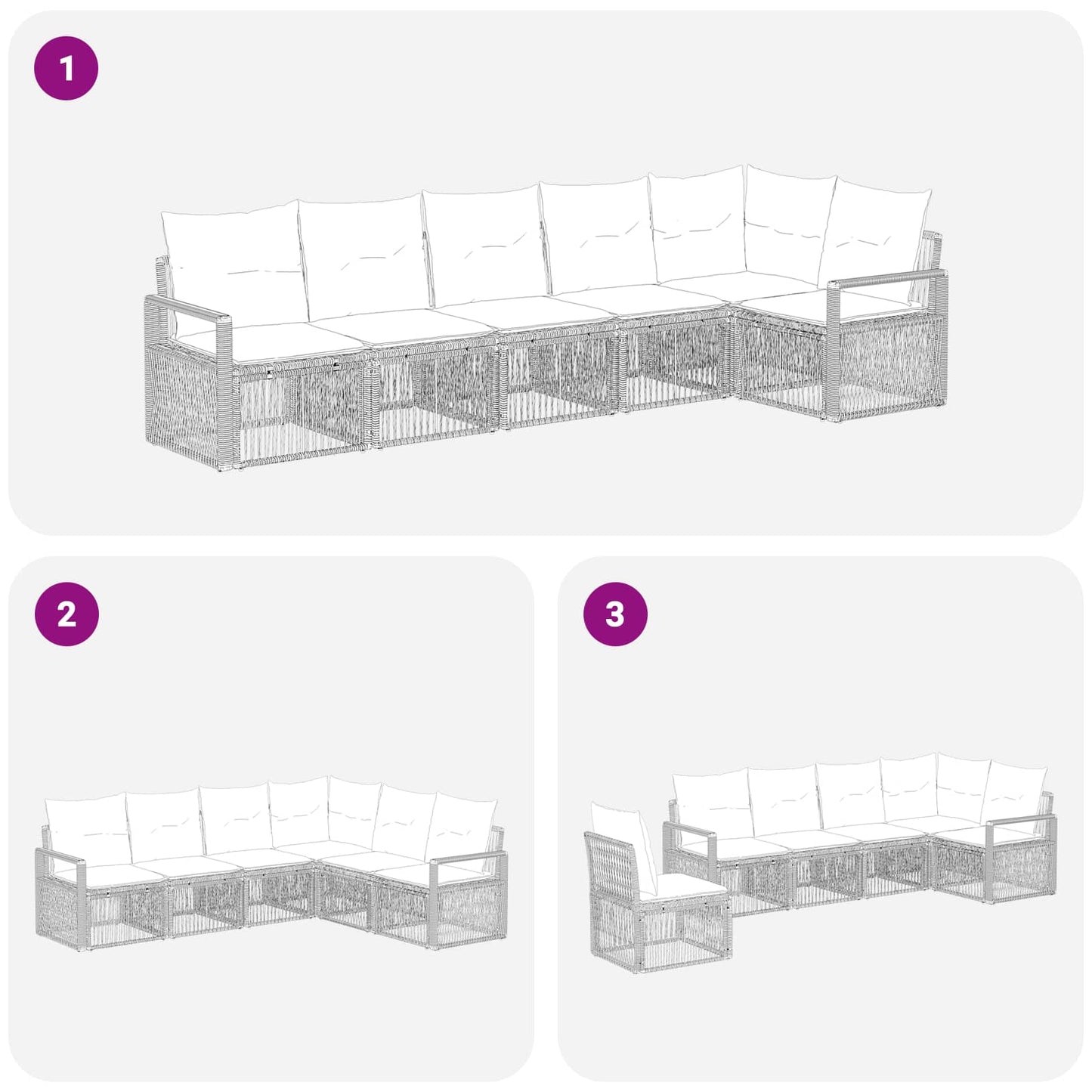 Tuinbankenset 6 pcs Beige poly rattan is nu te koop bij PeponiXL, paradijselijk wonen!