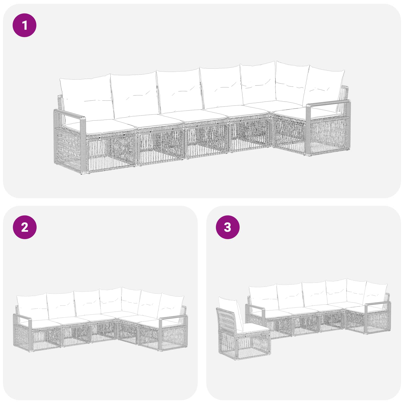 Tuinbankenset 6 pcs Beige poly rattan is nu te koop bij PeponiXL, paradijselijk wonen!
