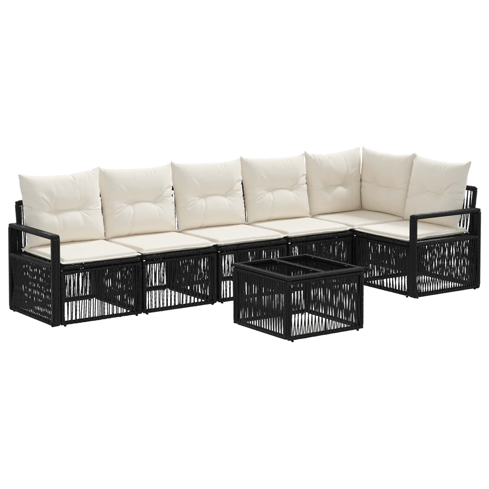 Tuinbankenset 7 pcs Zwart poly rattan is nu te koop bij PeponiXL, paradijselijk wonen!