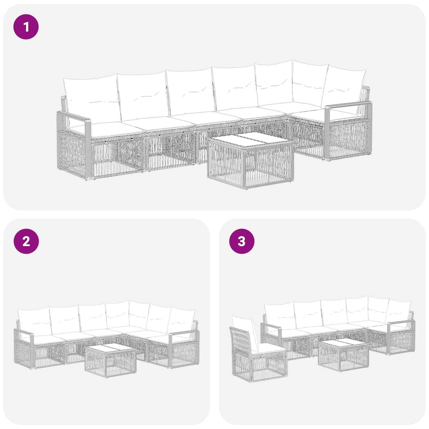 Tuinbankenset 7 pcs Zwart poly rattan is nu te koop bij PeponiXL, paradijselijk wonen!