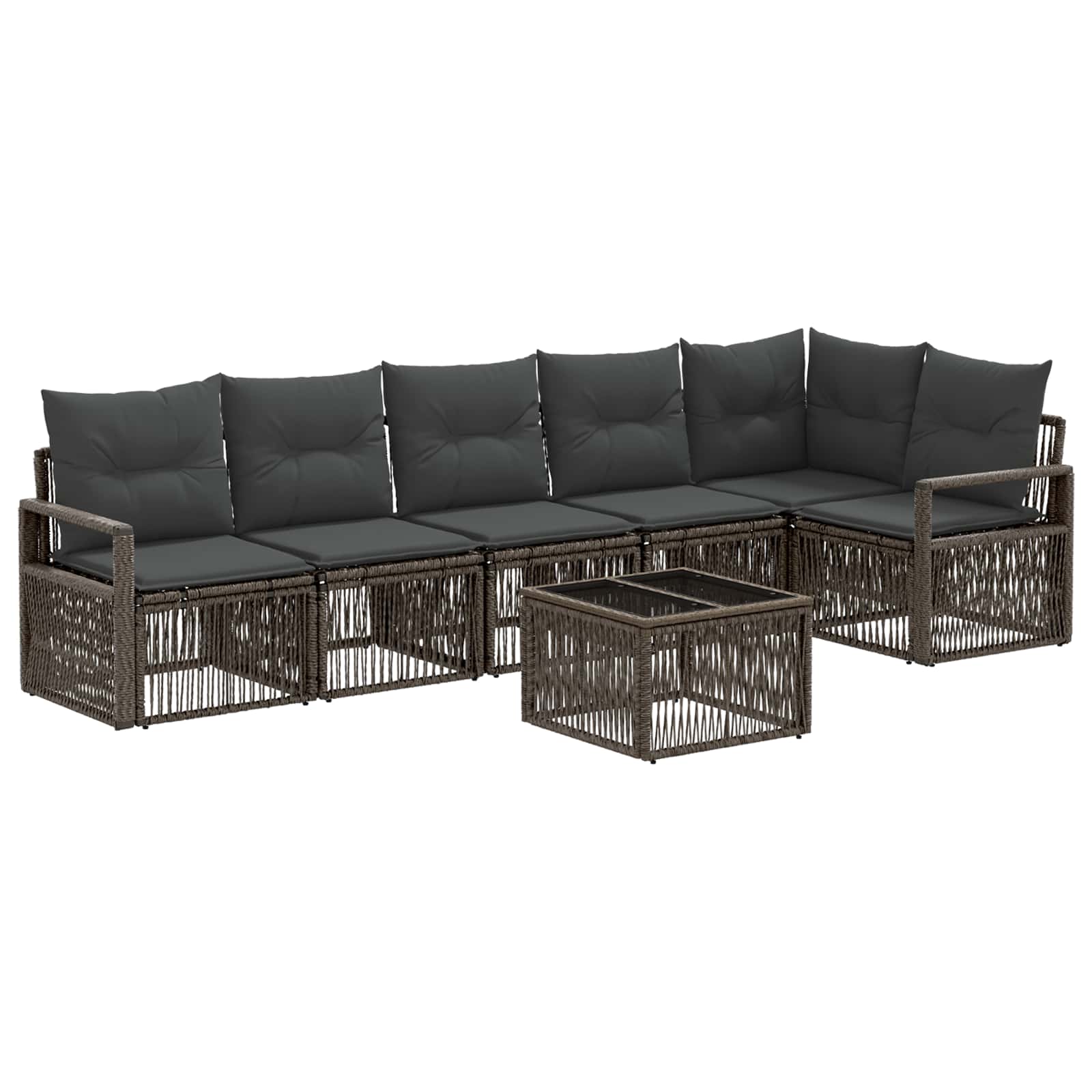Tuinbankenset 7 pcs Grijs poly rattan is nu te koop bij PeponiXL, paradijselijk wonen!