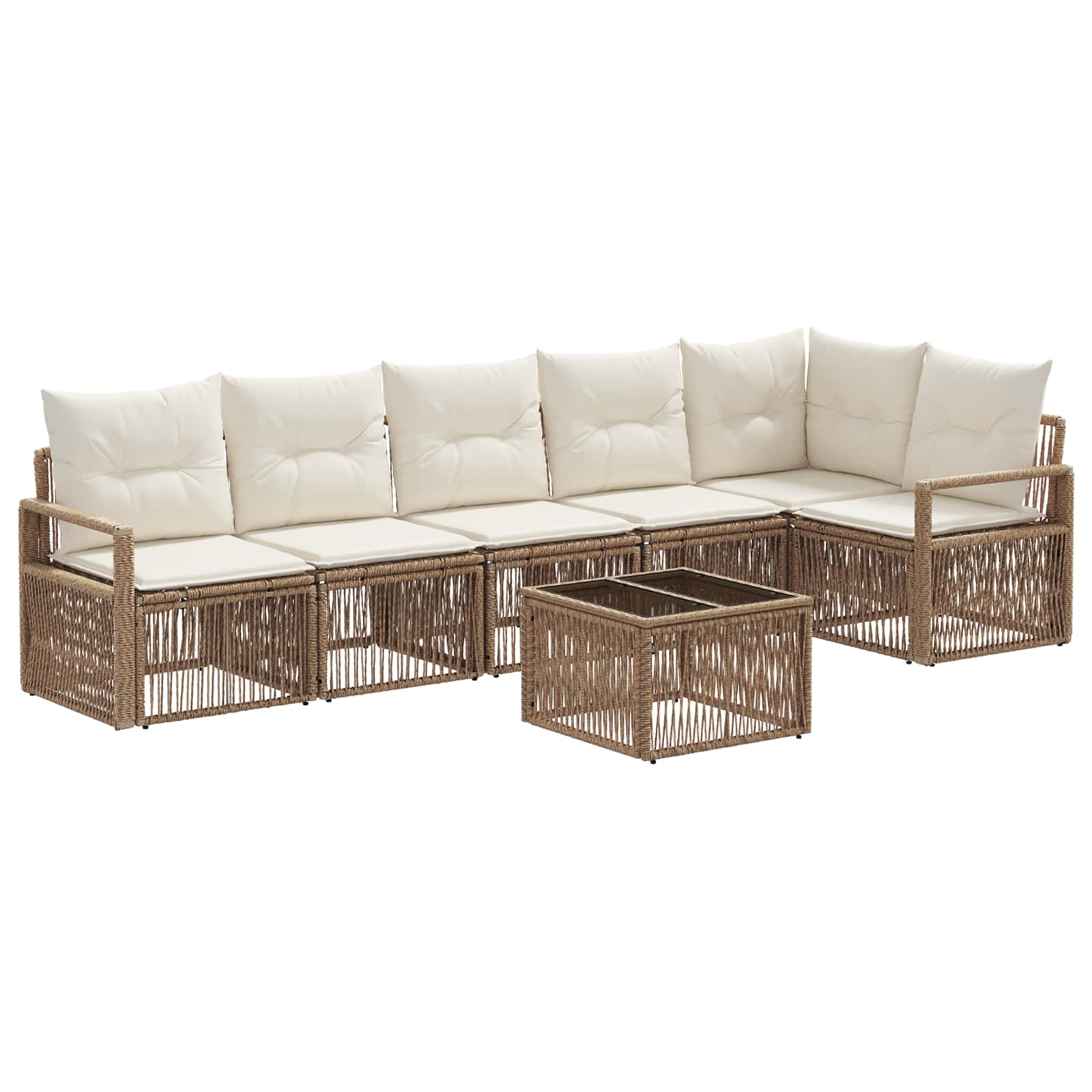 Tuinbankenset 7 pcs Beige poly rattan is nu te koop bij PeponiXL, paradijselijk wonen!