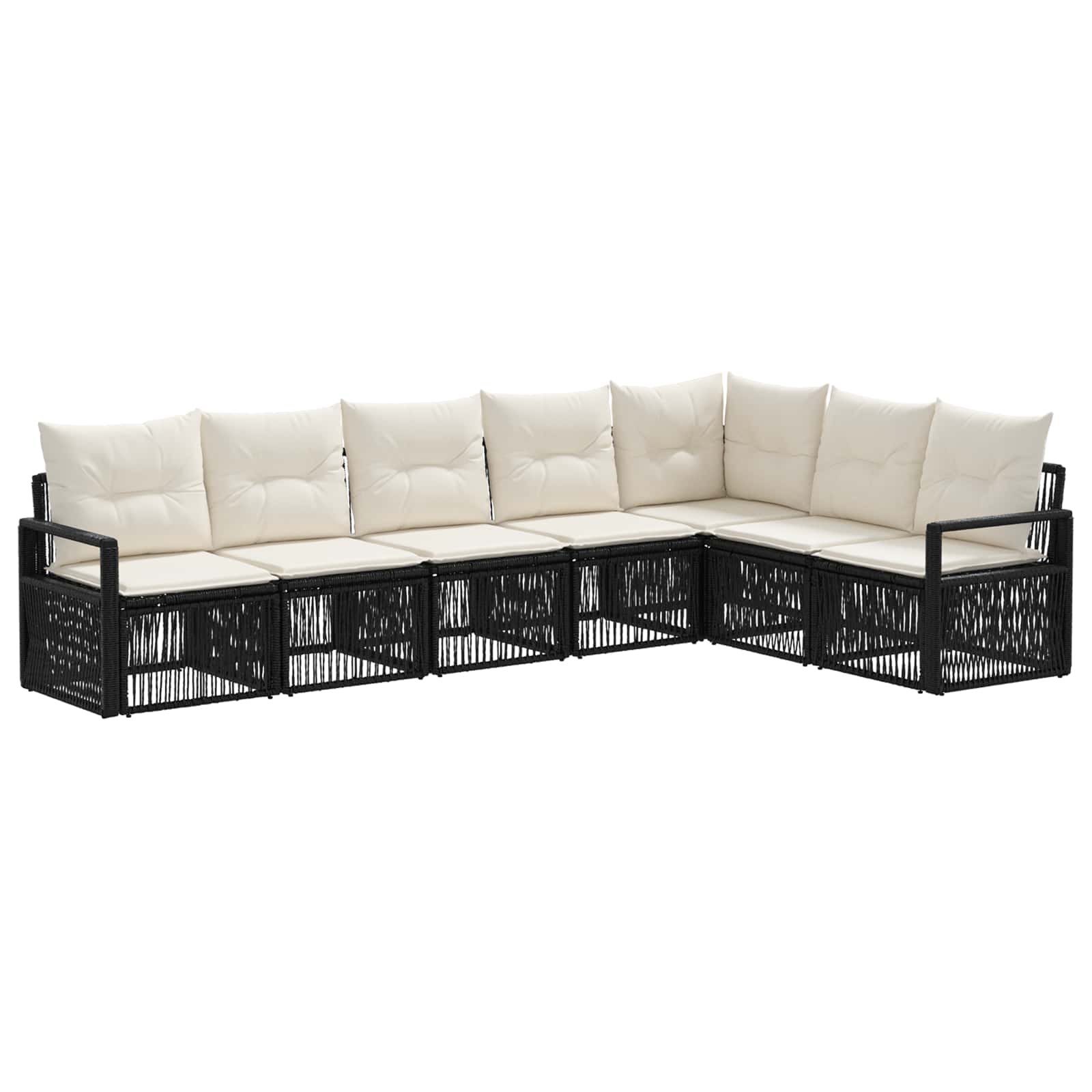 Tuinbankenset 7 pcs Zwart poly rattan is nu te koop bij PeponiXL, paradijselijk wonen!