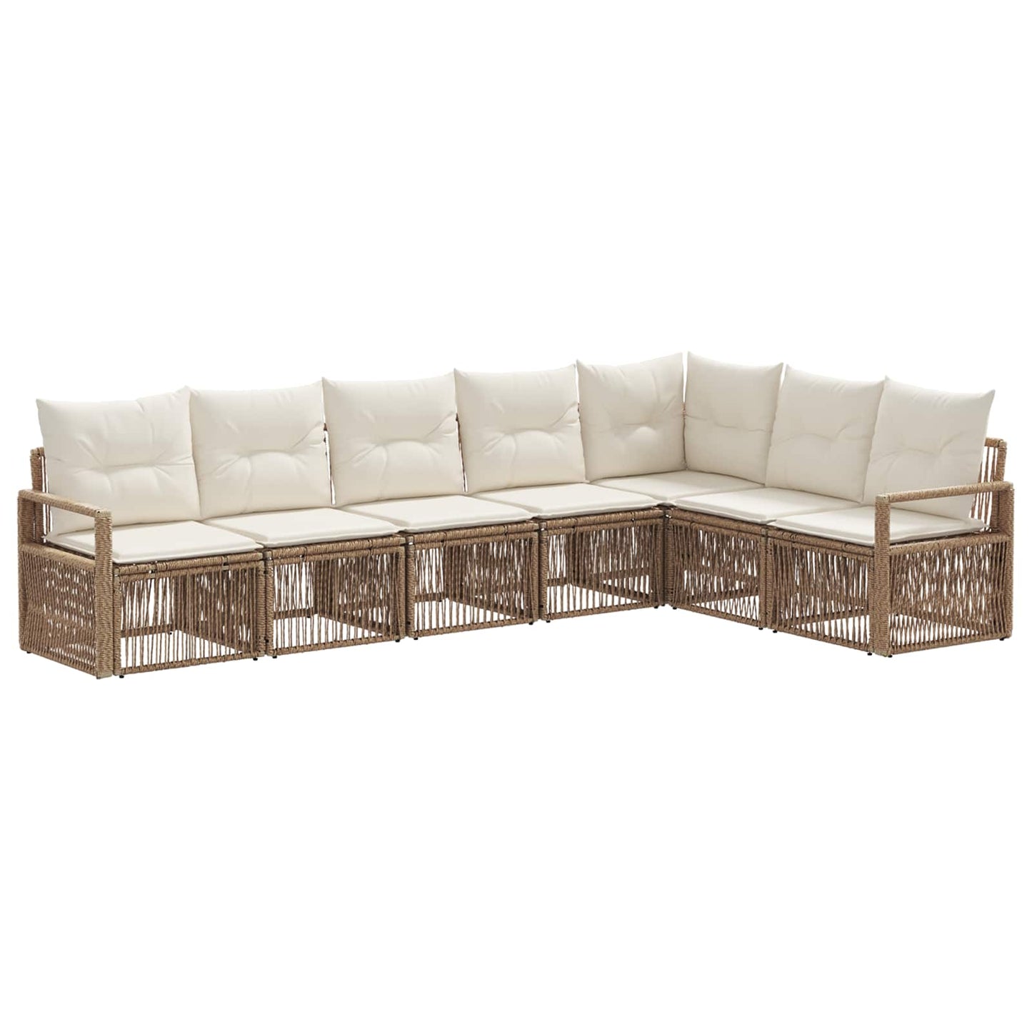 Tuinbankenset 7 pcs Beige poly rattan is nu te koop bij PeponiXL, paradijselijk wonen!