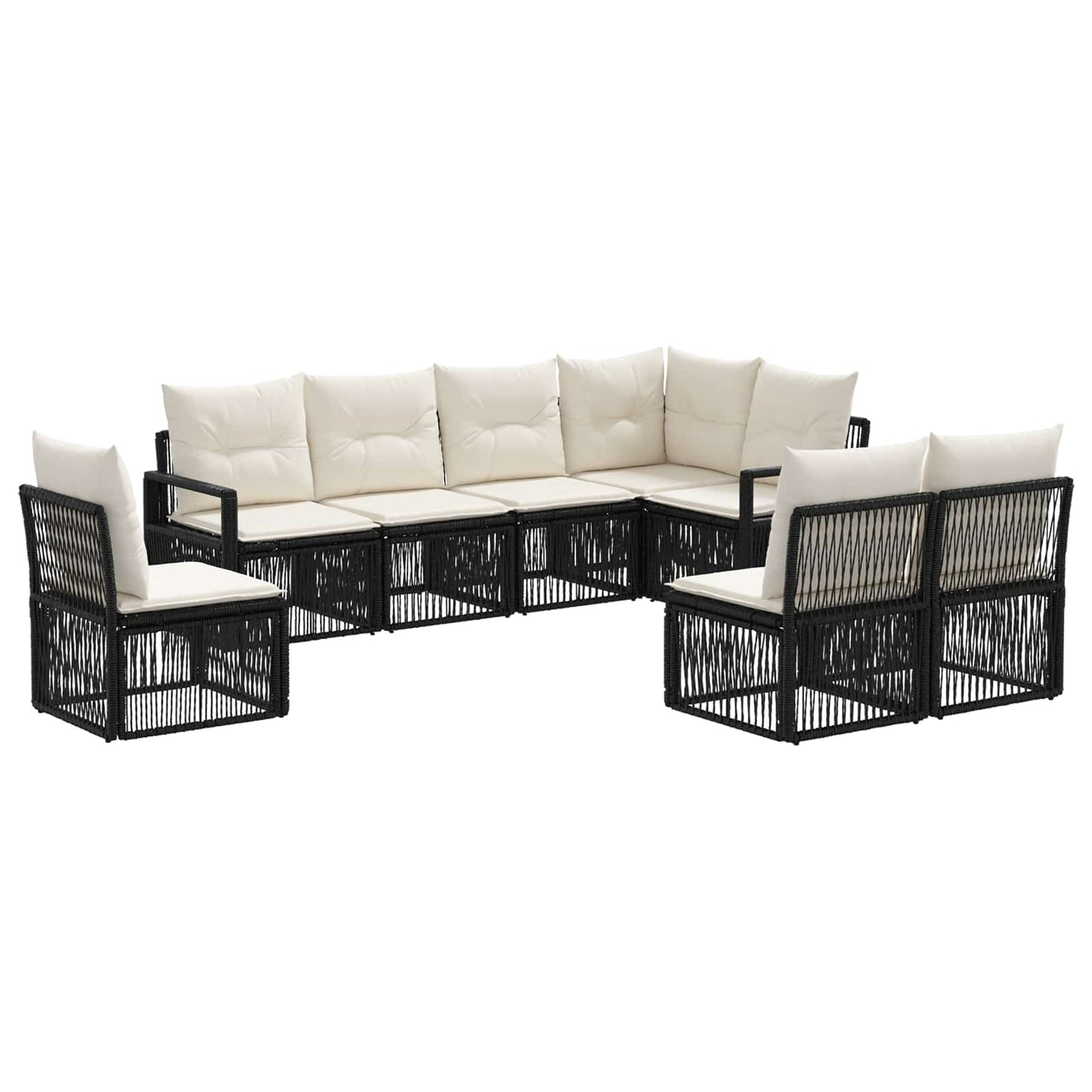 Tuinbankenset 8 pcs Zwart poly rattan is nu te koop bij PeponiXL, paradijselijk wonen!