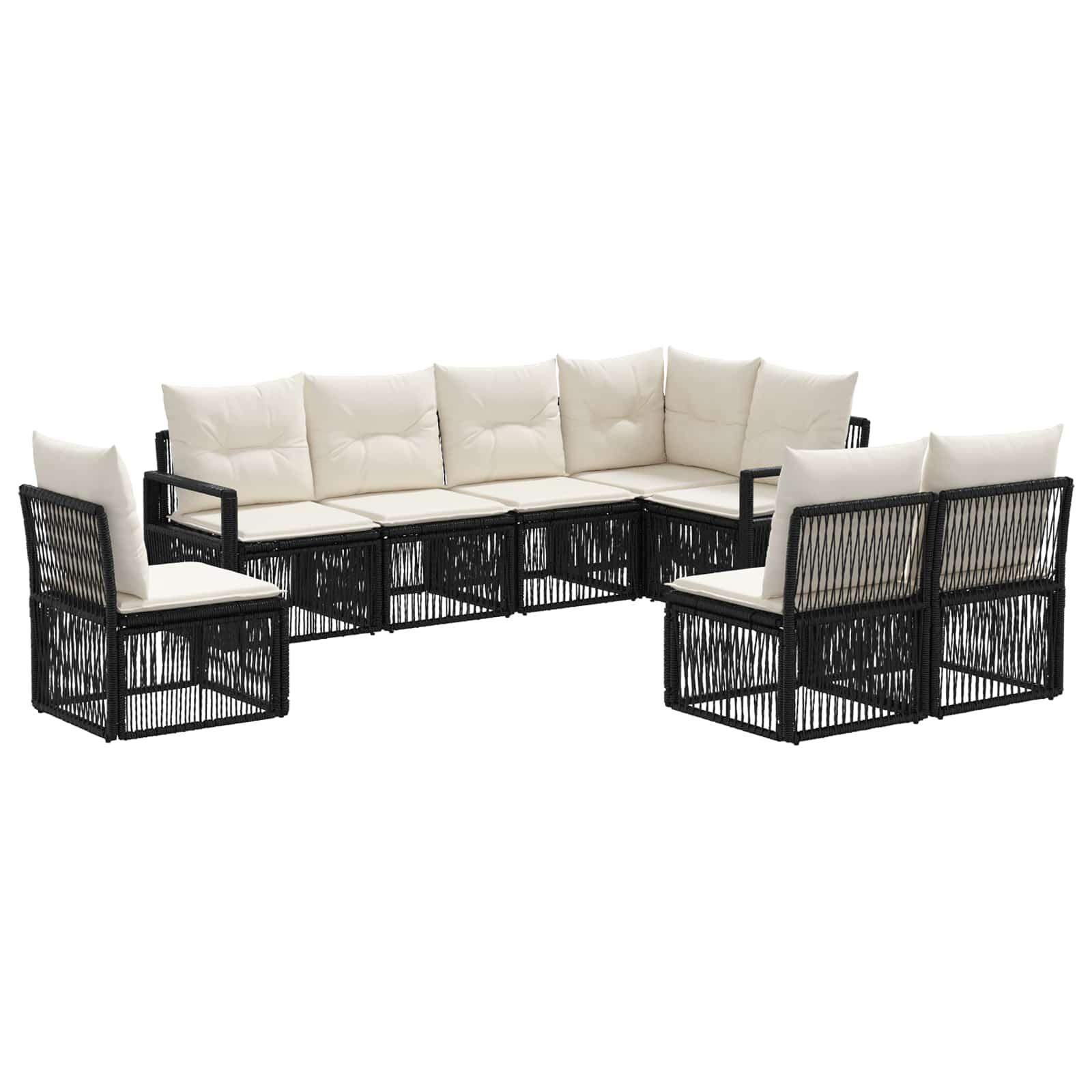 Tuinbankenset 8 pcs Zwart poly rattan is nu te koop bij PeponiXL, paradijselijk wonen!
