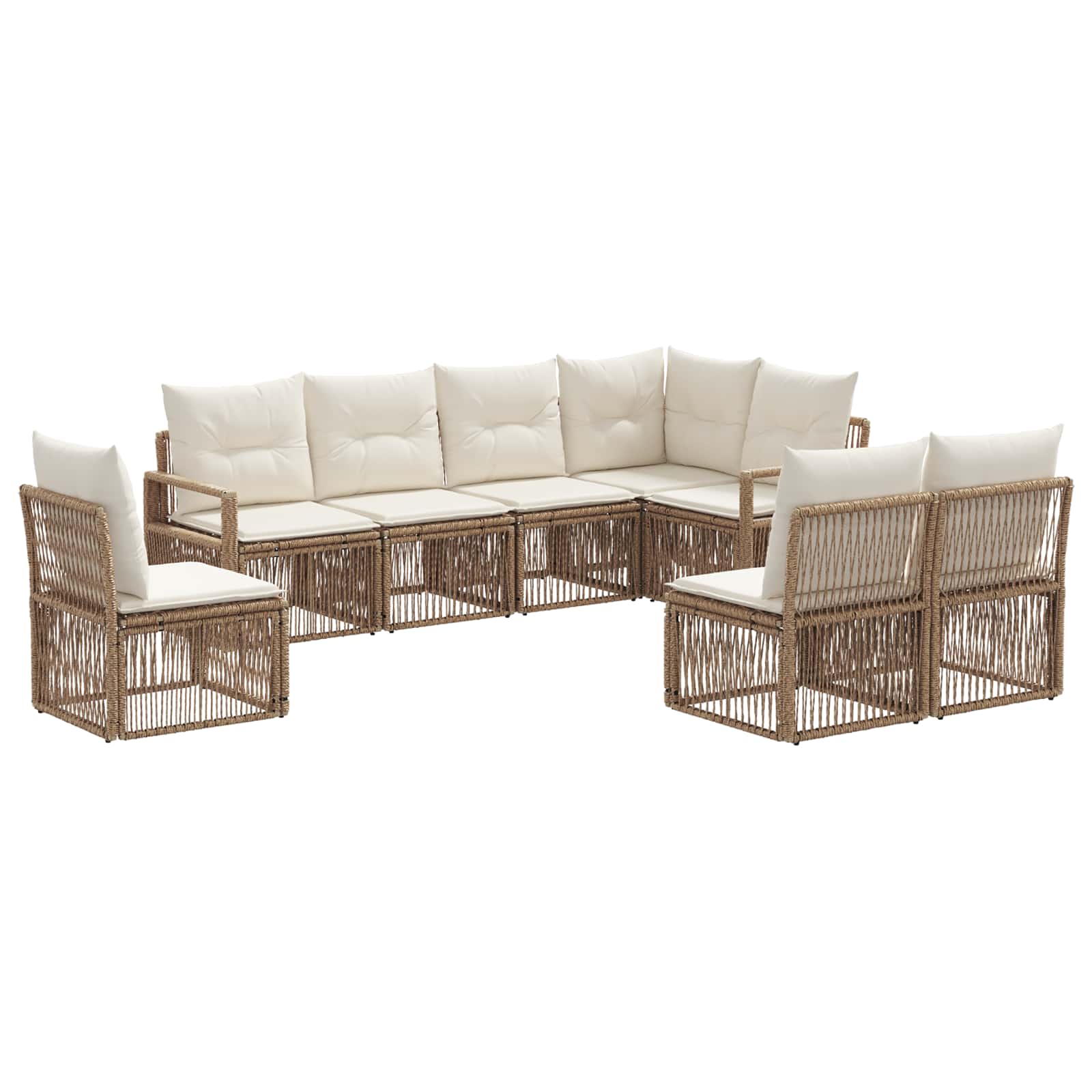 Tuinbankenset 8 pcs Beige poly rattan is nu te koop bij PeponiXL, paradijselijk wonen!