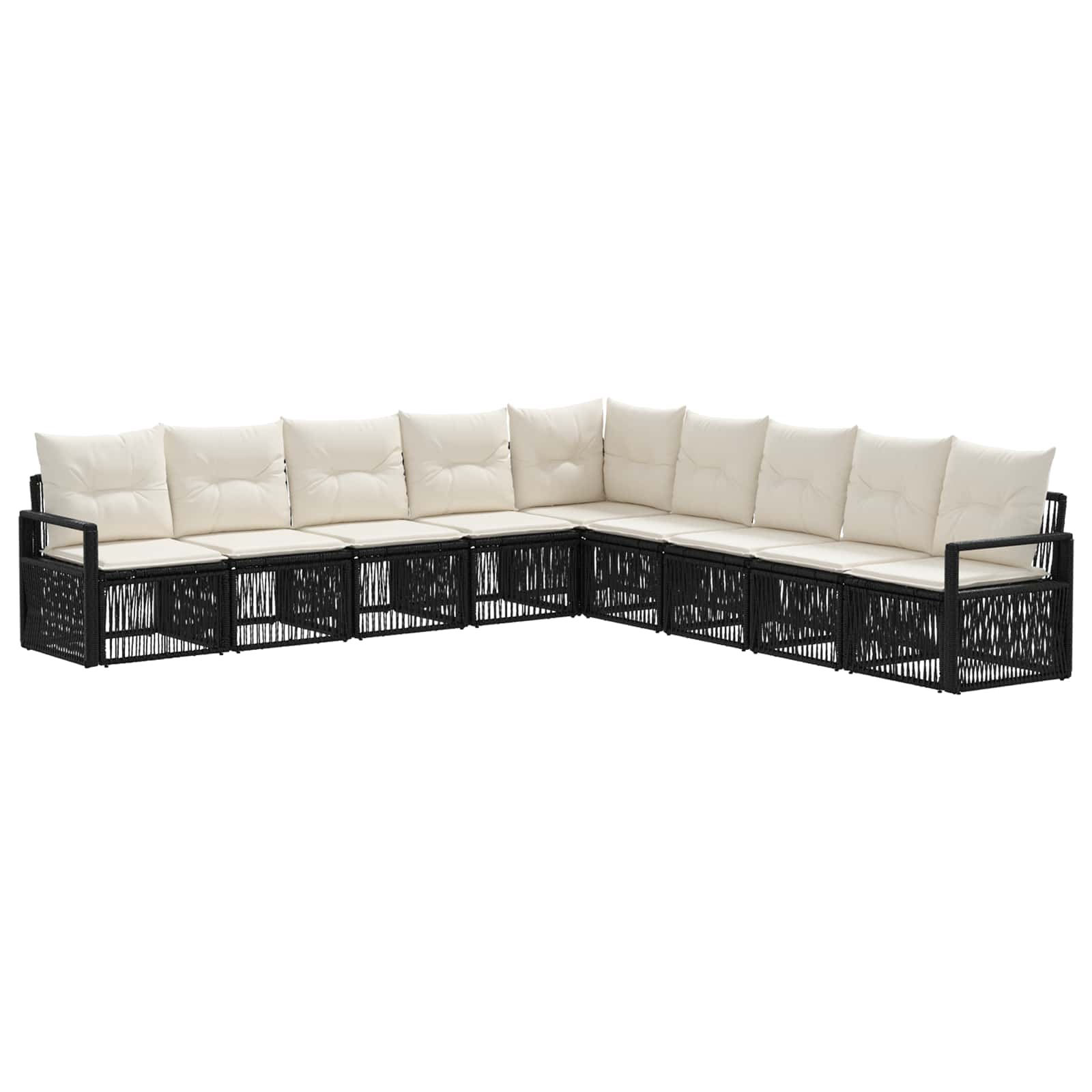 Tuinbankenset 9 pcs Zwart poly rattan is nu te koop bij PeponiXL, paradijselijk wonen!