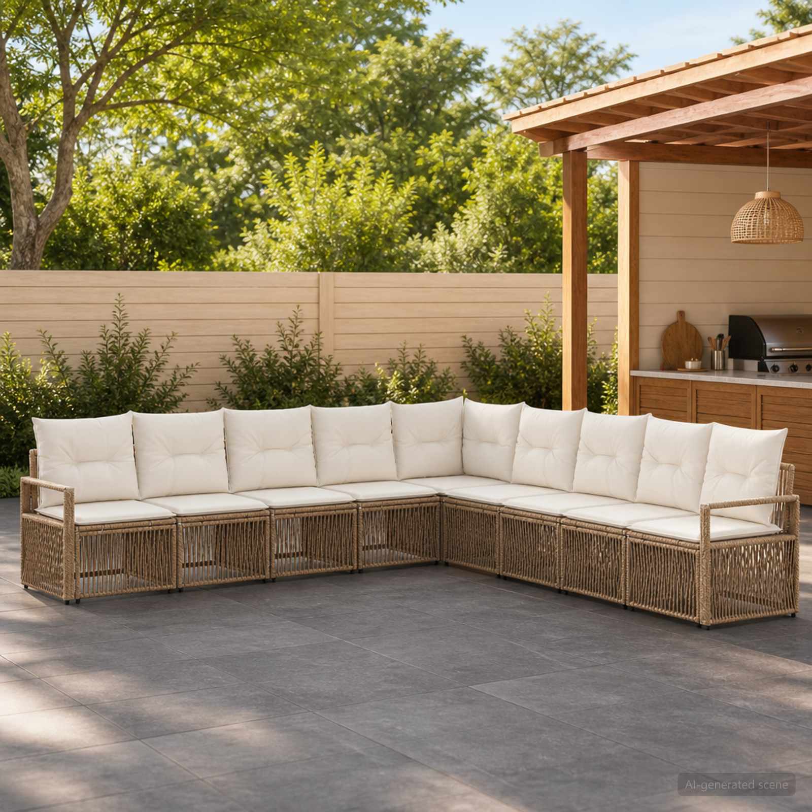 Tuinbankenset 9 pcs Beige poly rattan is nu te koop bij PeponiXL, paradijselijk wonen!