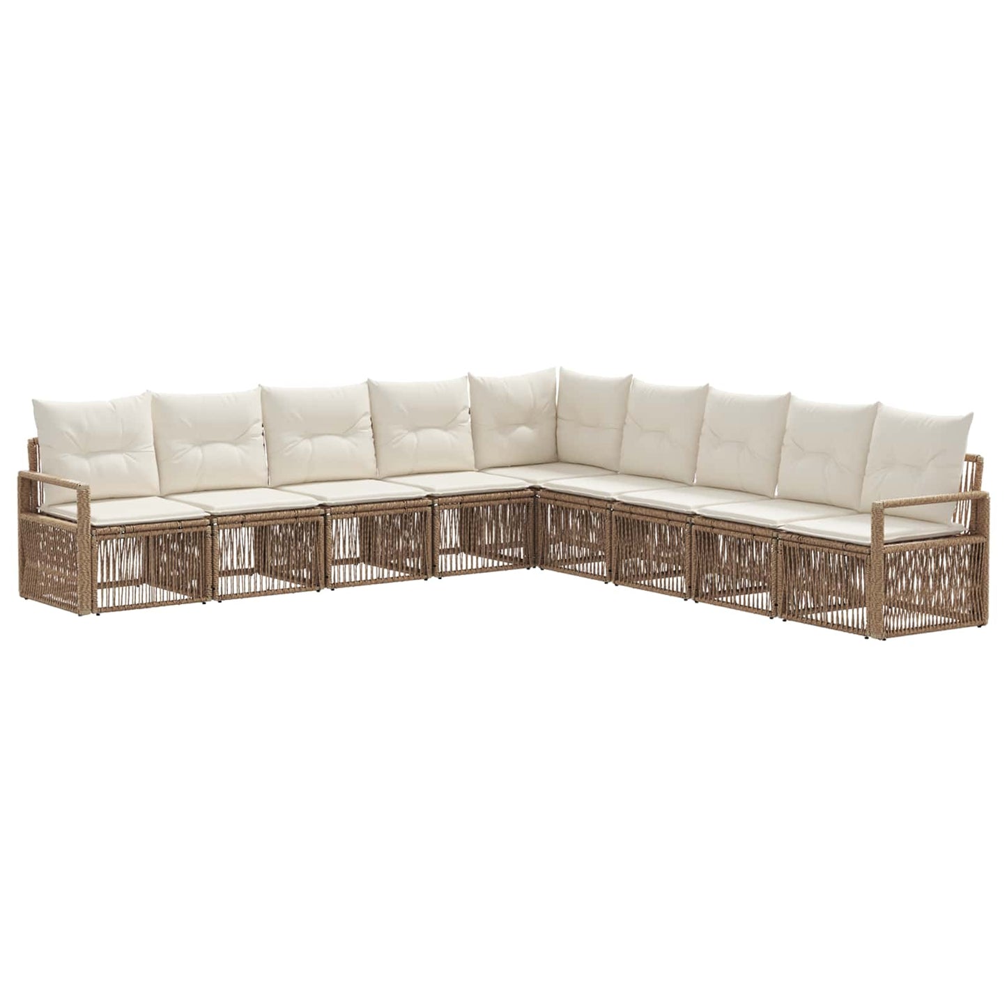 Tuinbankenset 9 pcs Beige poly rattan is nu te koop bij PeponiXL, paradijselijk wonen!