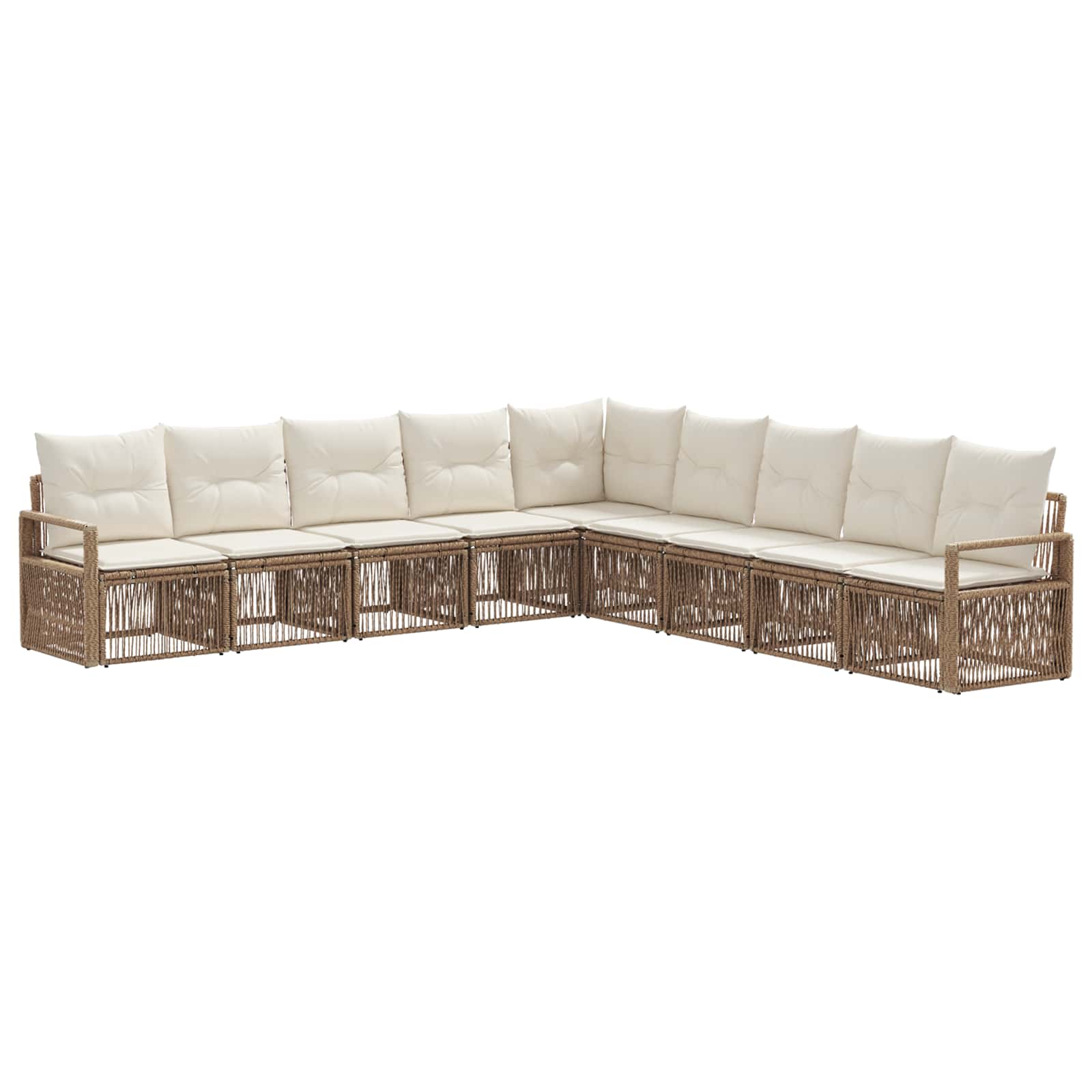 Tuinbankenset 9 pcs Beige poly rattan is nu te koop bij PeponiXL, paradijselijk wonen!
