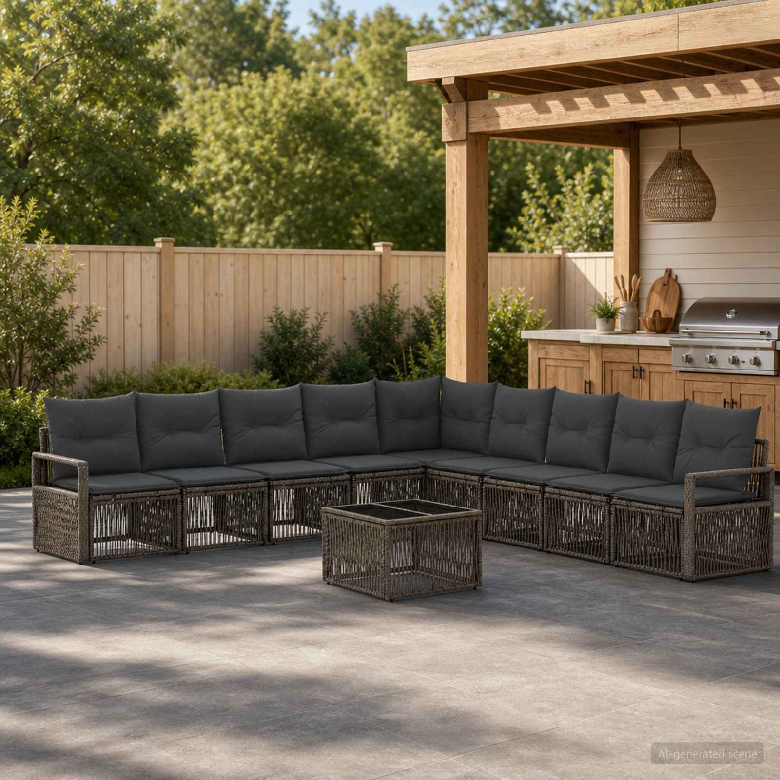 Tuinbankenset 10 pcs Grijs poly rattan is nu te koop bij PeponiXL, paradijselijk wonen!