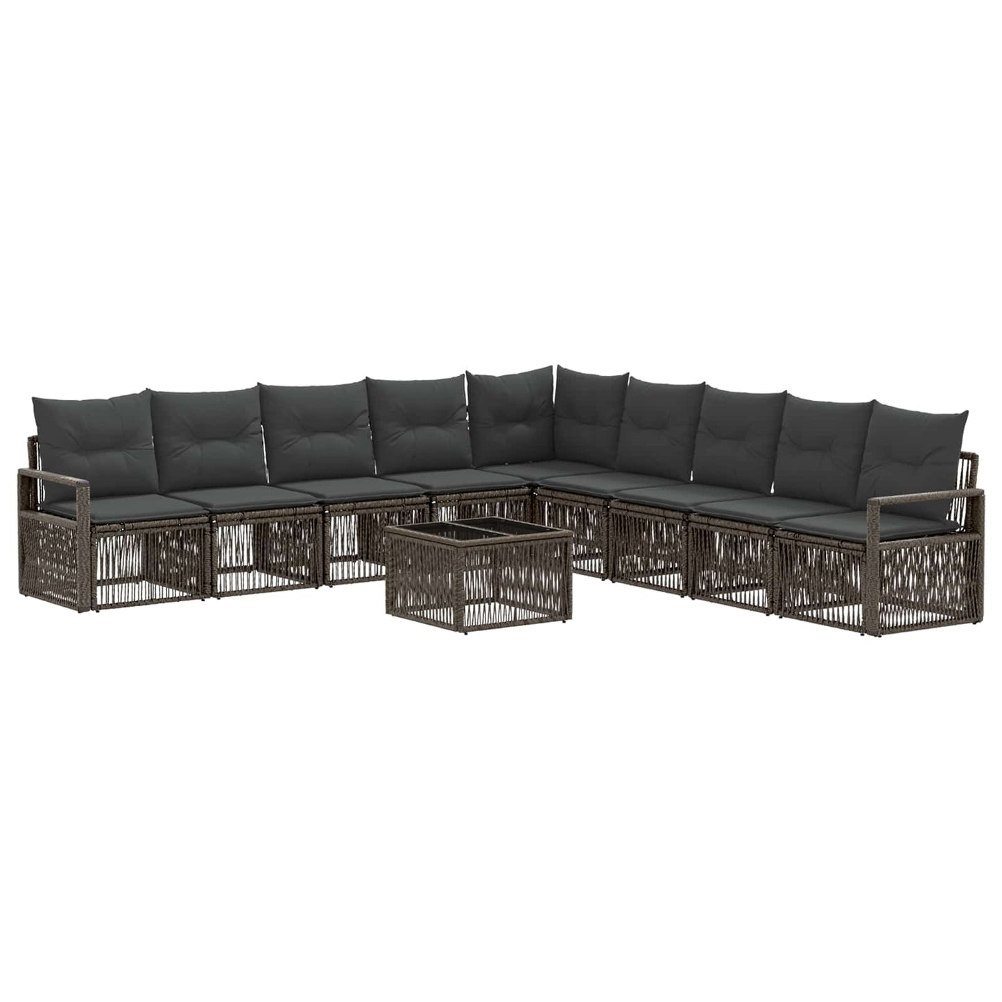 Tuinbankenset 10 pcs Grijs poly rattan is nu te koop bij PeponiXL, paradijselijk wonen!
