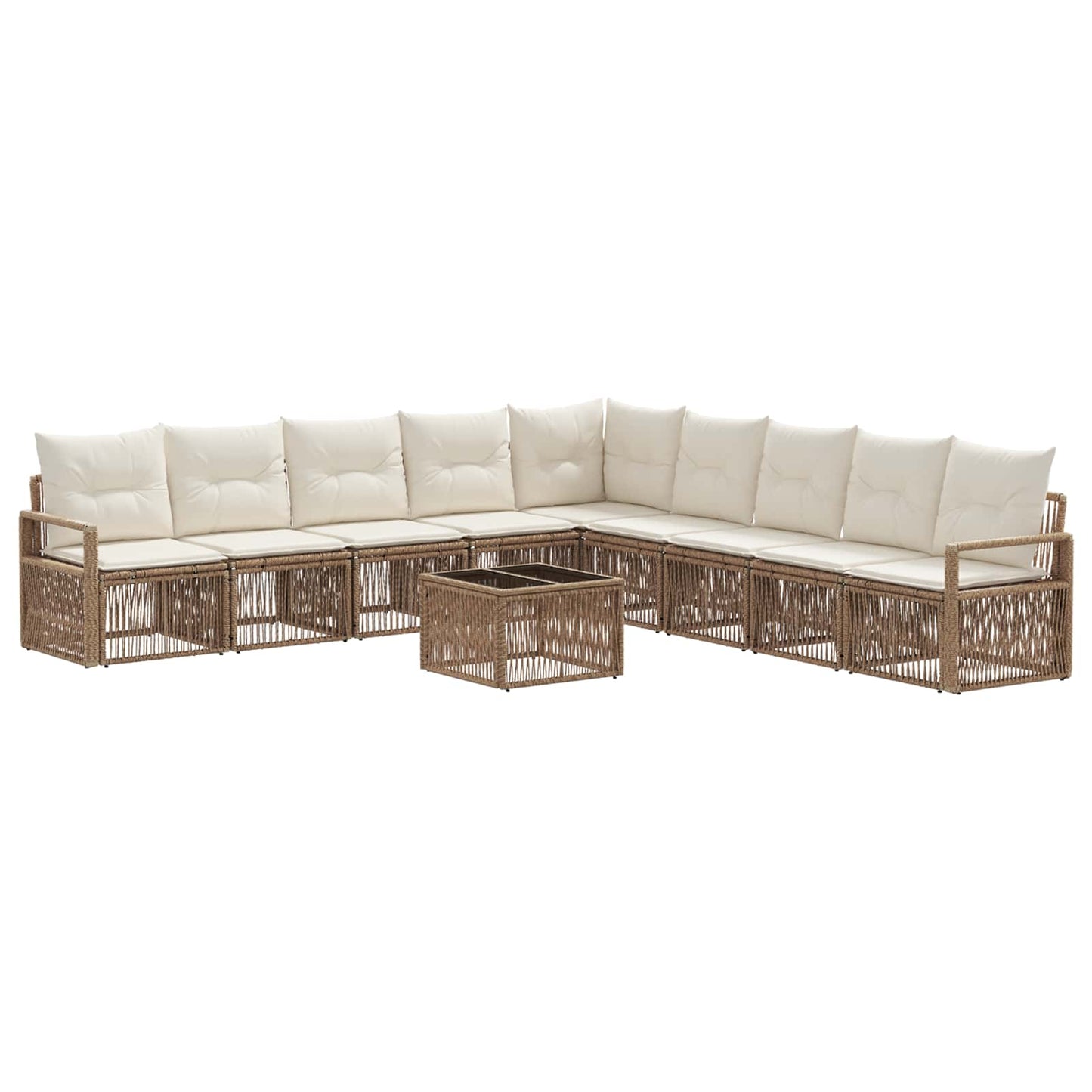 Tuinbankenset 10 pcs Beige poly rattan is nu te koop bij PeponiXL, paradijselijk wonen!