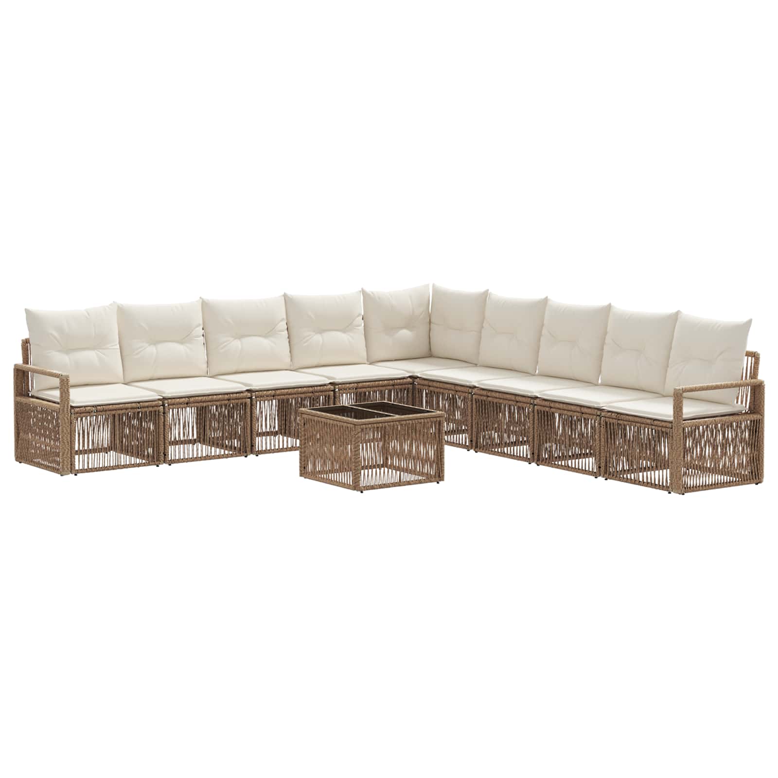 Tuinbankenset 10 pcs Beige poly rattan is nu te koop bij PeponiXL, paradijselijk wonen!
