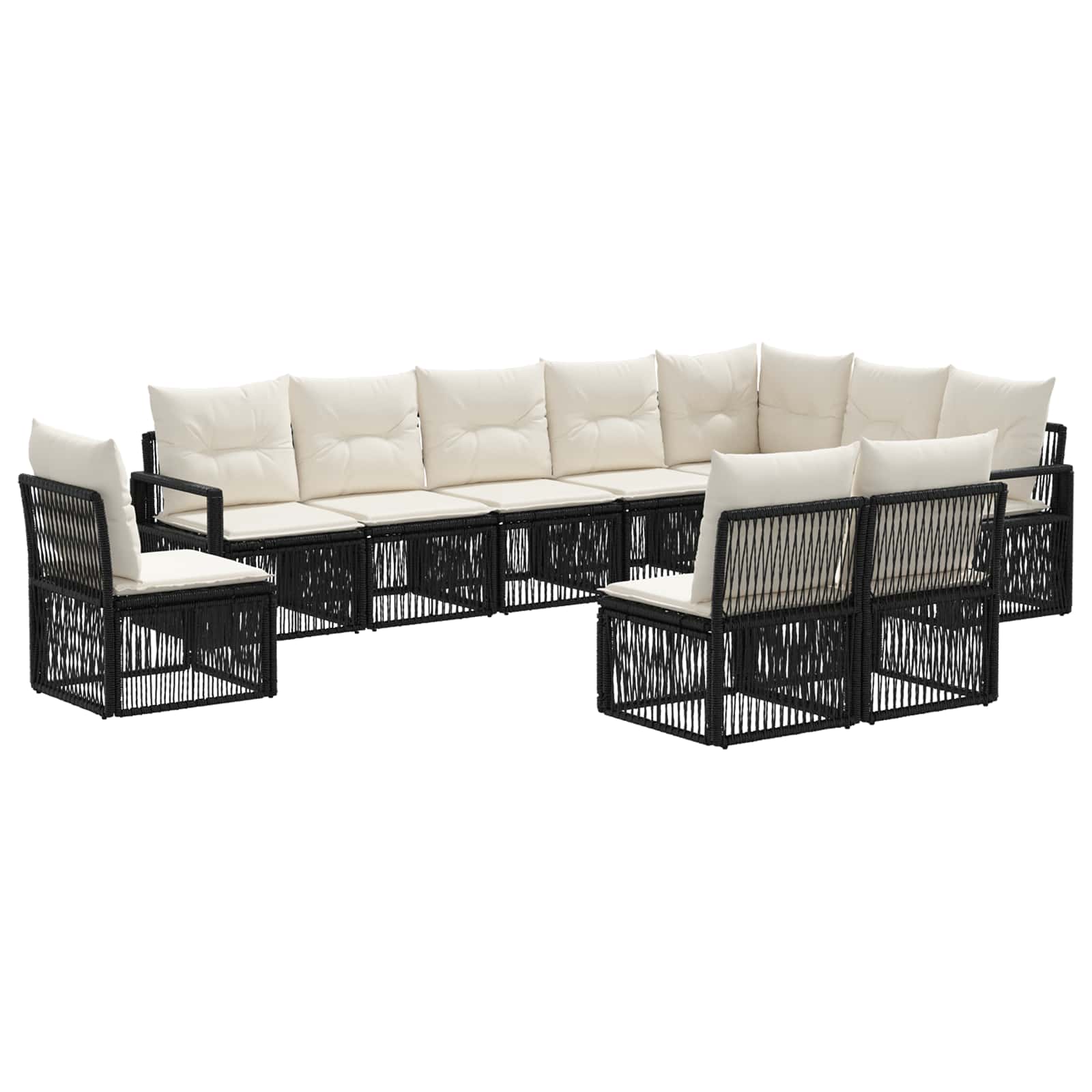 Tuinbankenset 10 pcs Zwart poly rattan is nu te koop bij PeponiXL, paradijselijk wonen!