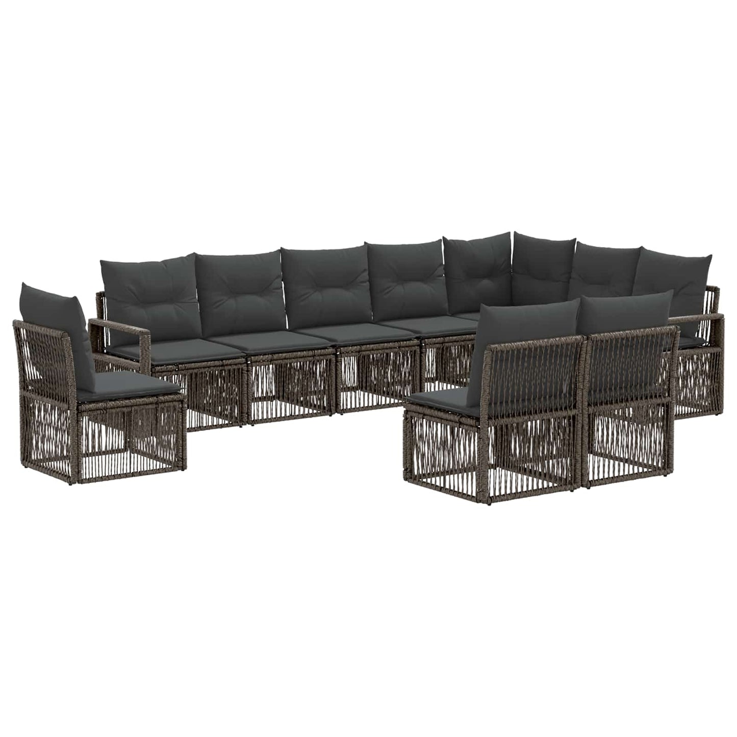 Tuinbankenset 10 pcs Grijs poly rattan is nu te koop bij PeponiXL, paradijselijk wonen!
