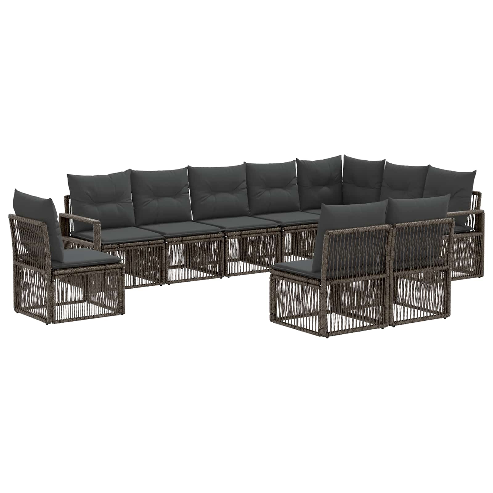 Tuinbankenset 10 pcs Grijs poly rattan is nu te koop bij PeponiXL, paradijselijk wonen!